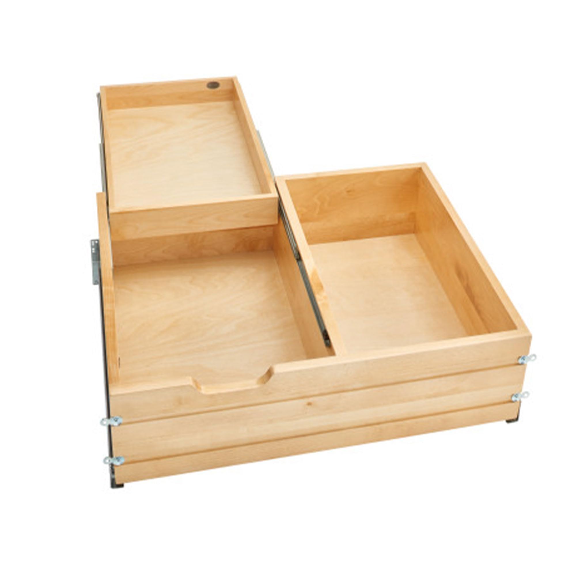 Rev-A-Shelf 4WTCDD-30HSC-1 27-Inch 2-Tier Kitchen Utensil & Cutlery Organizer with Blumotion Soft-Close Slides - Wooden Deep Drawer Pullout Tray for Spoons, Knives & Cooking Tools - Perfect for Kitchen Cabinets & Drawer Organization