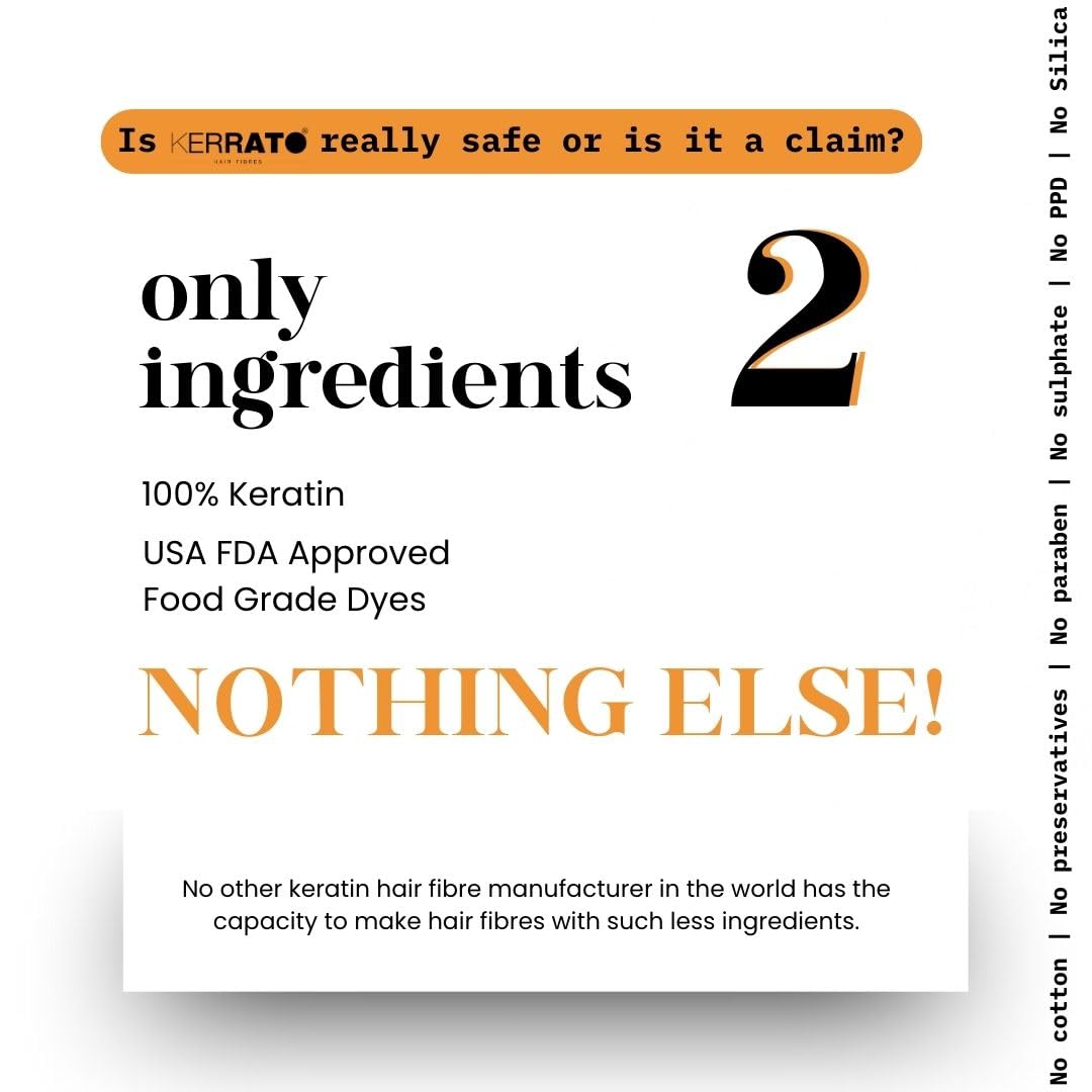 Kerrato Natural Hair Fibres for Thinning Hair - Light Brown 28g | Instant Hair Loss Concealer in 10 Seconds | Hair Thickening Fibers for Men & Women | Perfect for Daily Use, Special Occasions & Confidence Boosting