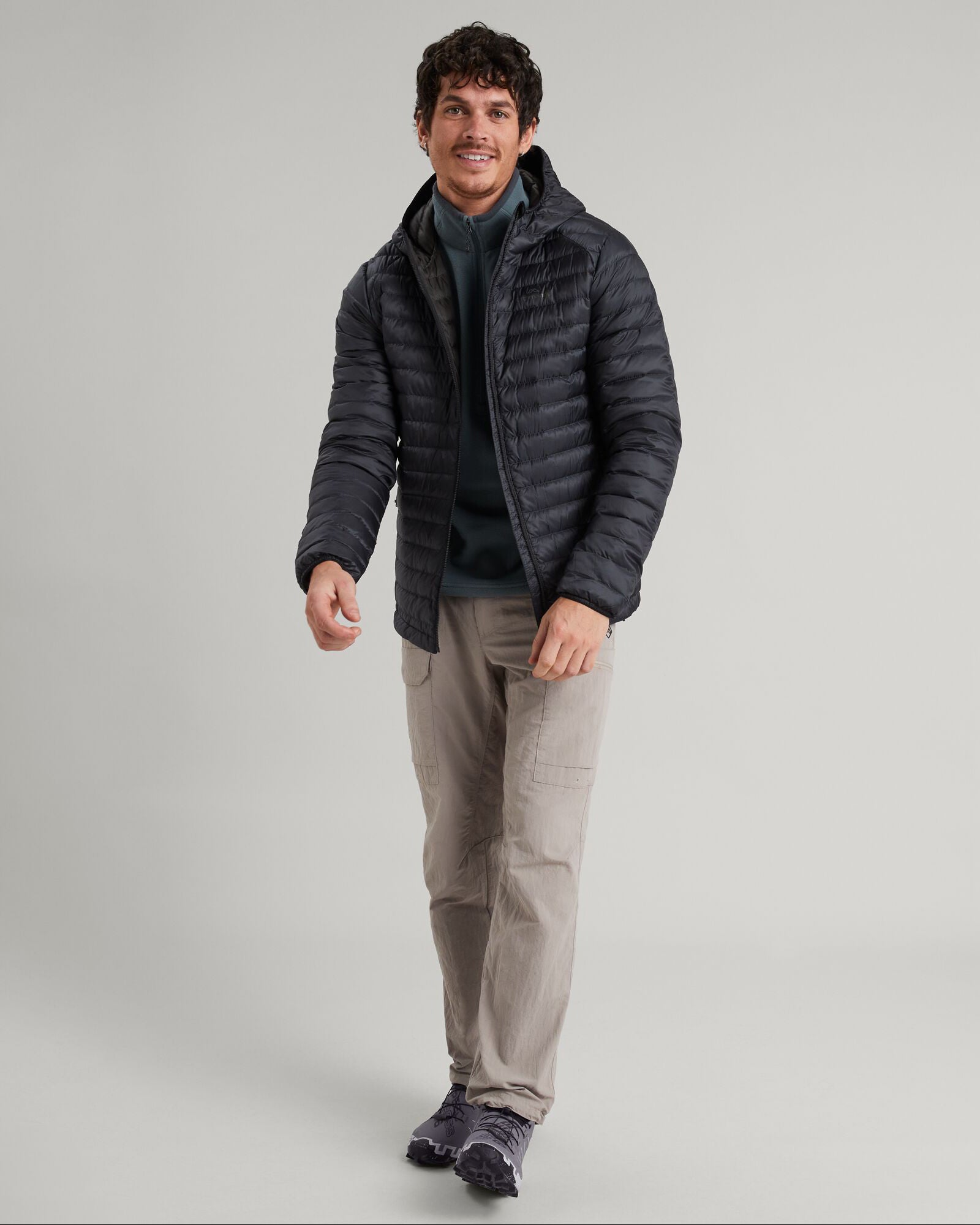 Men's Heli R Hooded Down Jacket - Lightweight Winter Coat, Waterproof & Windproof, Black Stingray Color - Perfect for Outdoor Activities, Hiking & Cold Weather