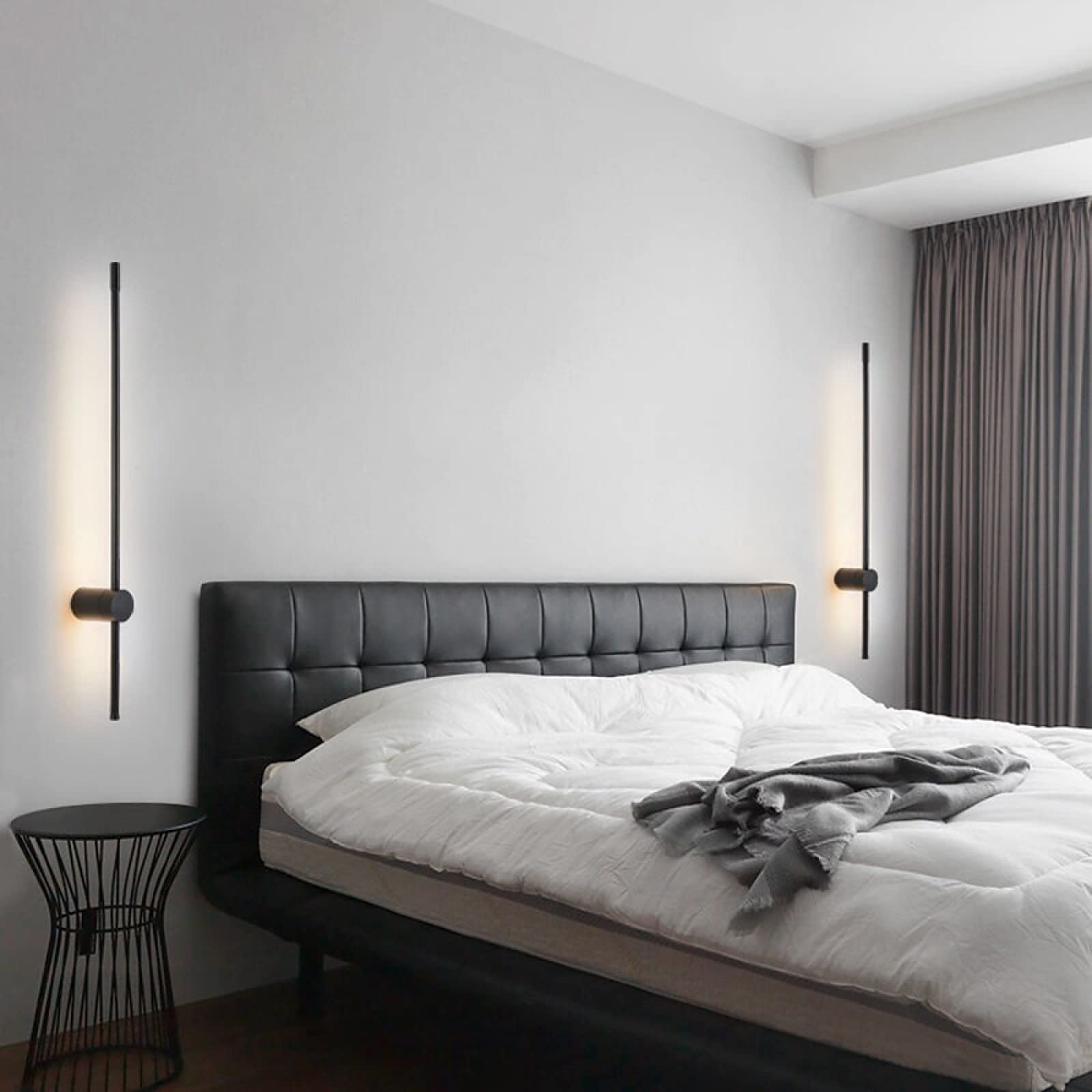 Rotatable Linear LED Wall Sconce - 80cm 12W Modern Black Acrylic Strip Light with Stepless Dimming for Living Room, Bedroom & Accent Wall Lighting | Perfect for Ambient, Task and Decorative Illumination