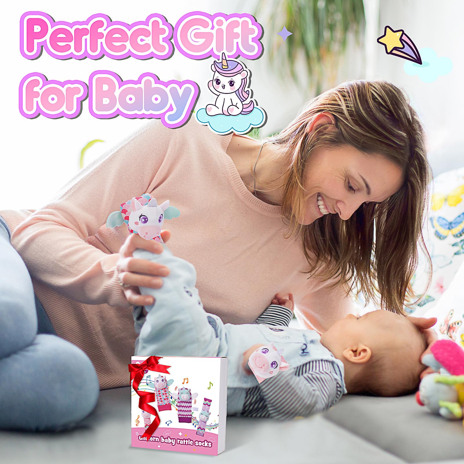 Baby Rattle Socks 0-12 Months - Sensory Toys for Infant Development - Perfect Baby Shower Gift for Playtime & Learning