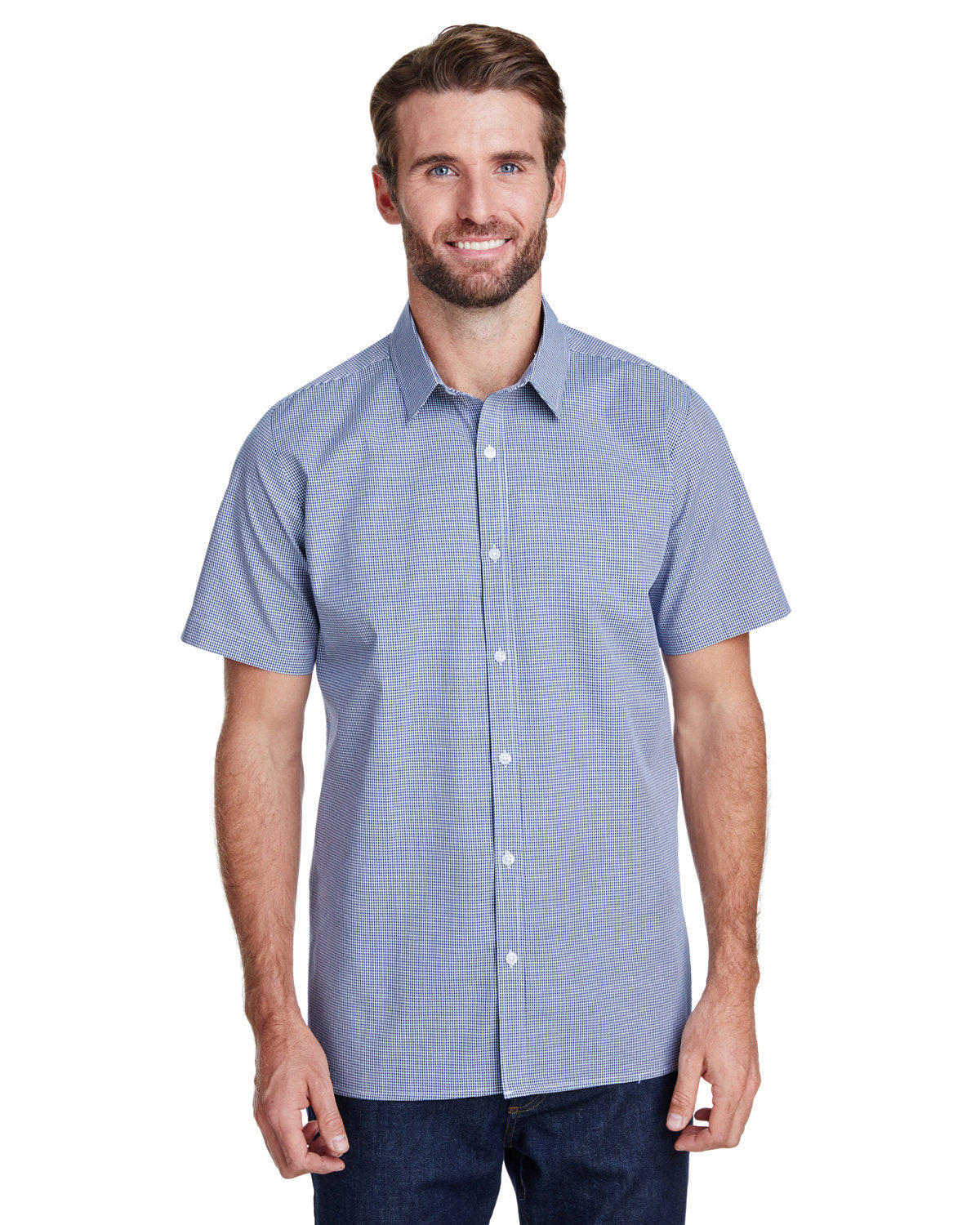 Reprime RP221 Men's Microcheck Gingham Short Sleeve Cotton Shirt - Artisan Collection | Casual Summer Wear & Outdoor Activities