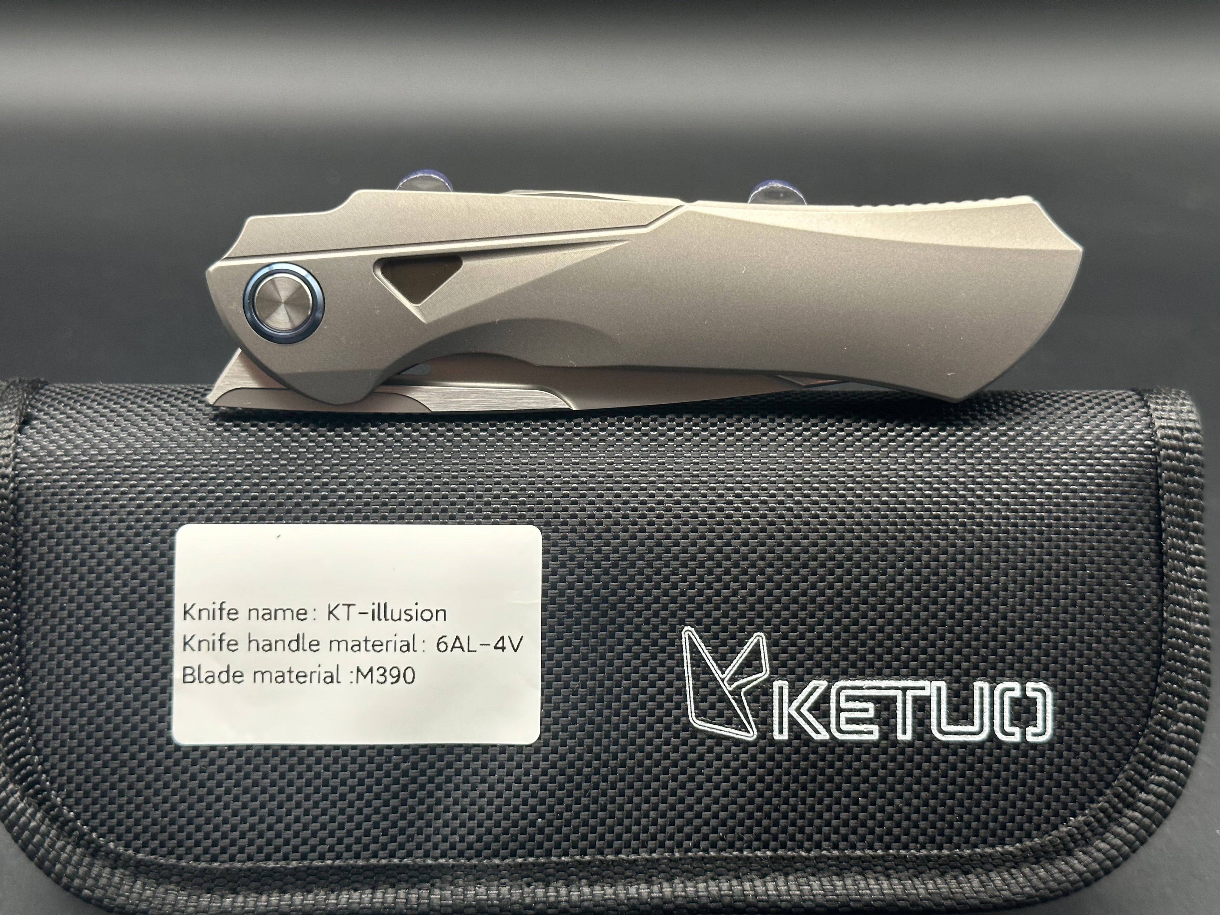 Premium Ketuo Illusion Titanium Folding Knife with M390 Super Steel Blade - EDC, Outdoor Survival, Camping & Tactical Use
