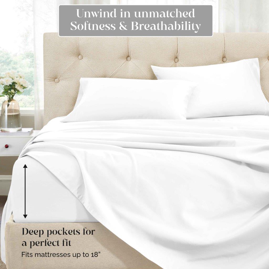 Luxury Egyptian Cotton 1500 Thread Count Embroidered Sheet Set - Queen Size Bedding for Ultimate Comfort & Breathability - Perfect for Master Bedrooms, Guest Rooms & Hotels