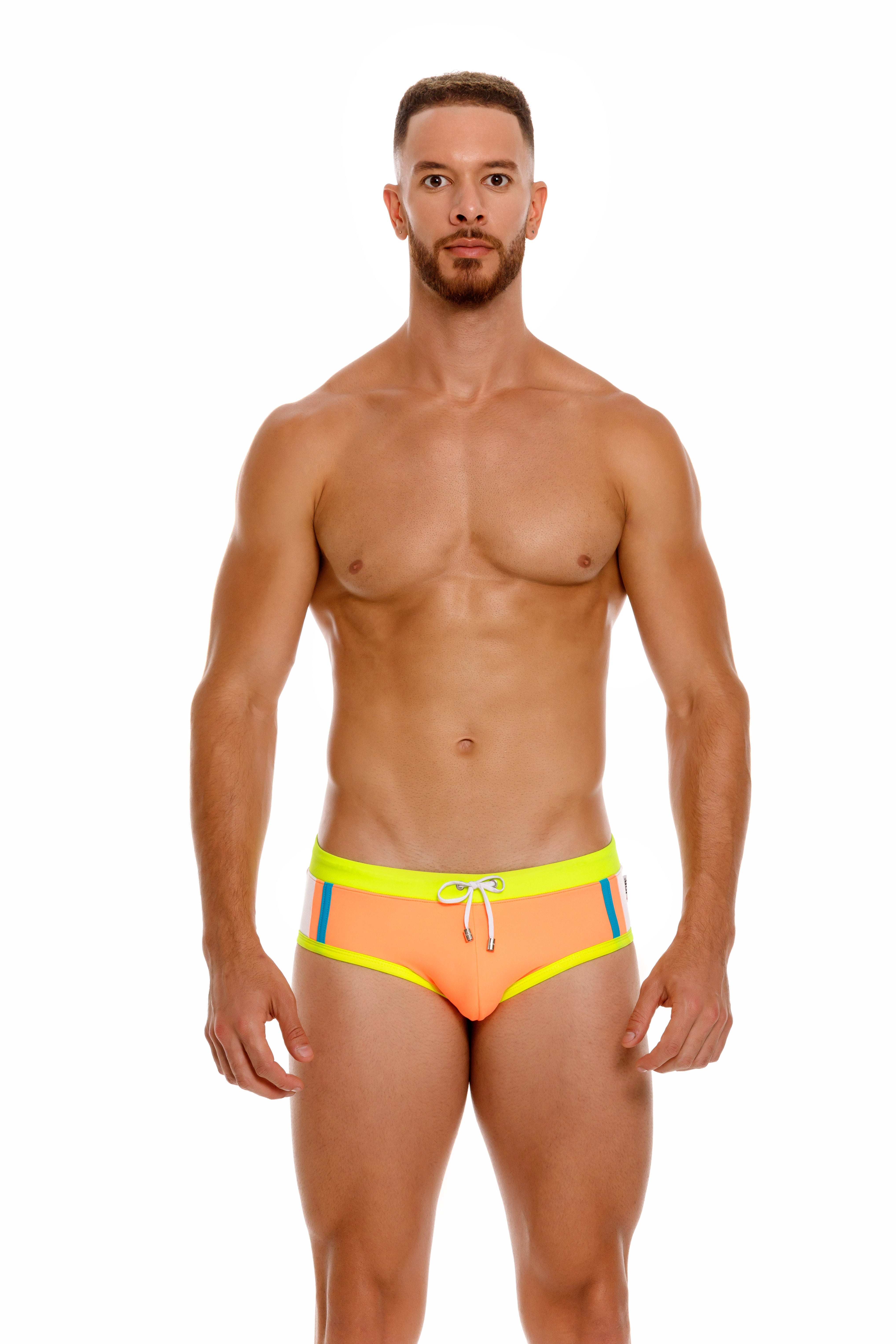 JOR Canarias Men's Swim Briefs - Quick Dry Orange Swim Trunks for Beach, Pool & Water Sports | Comfortable & Stylish Swimwear for Summer Vacation