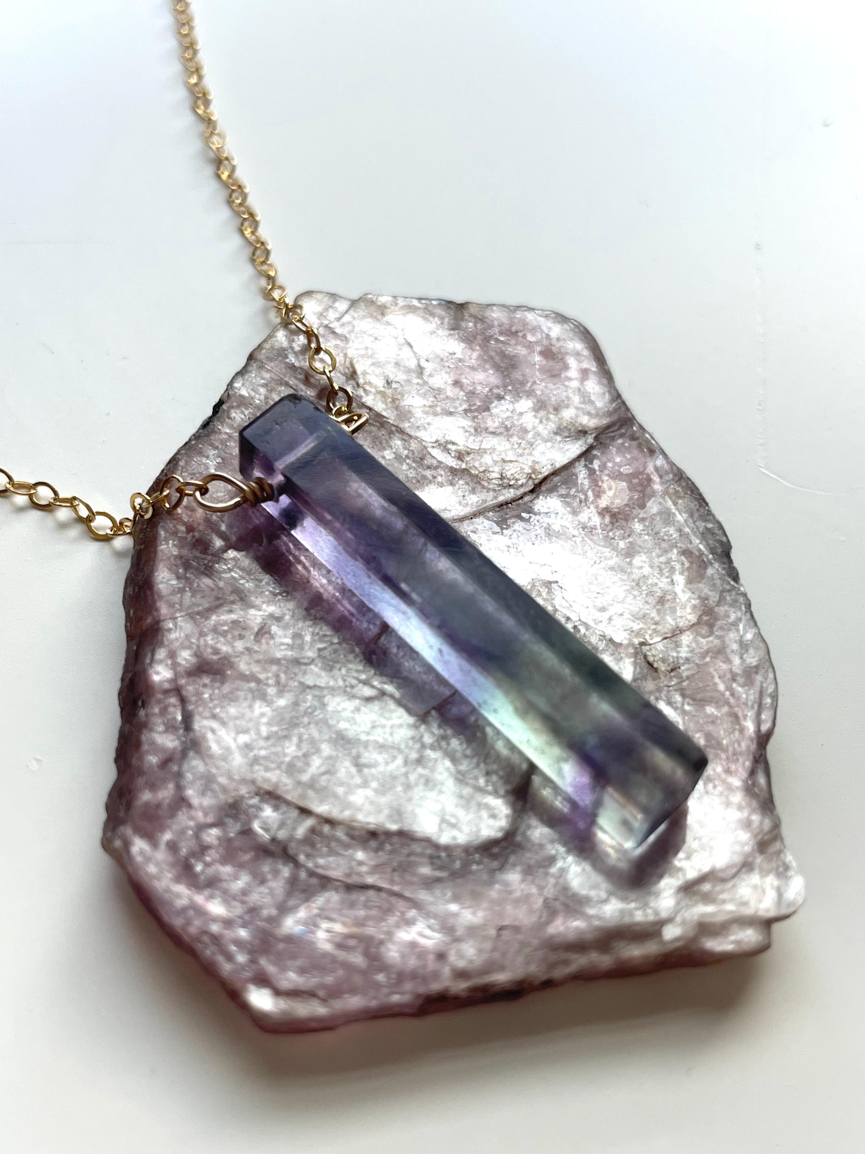 Natural Fluorite Crystal Pendant Necklace for Women – Healing Stone Jewelry for Energy Balance & Stress Relief | Perfect for Meditation, Yoga & Spiritual Gifts