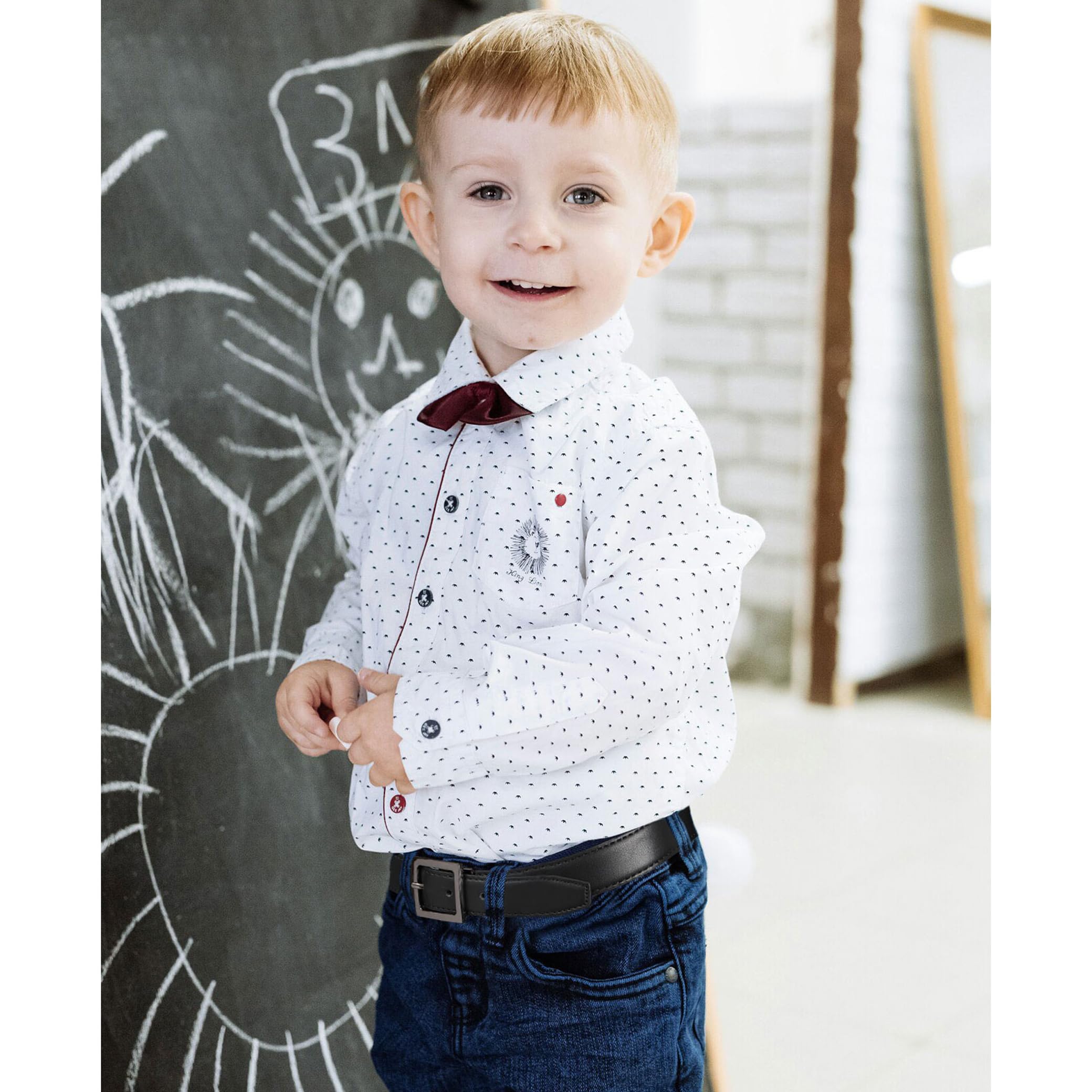 AWAYTR Reversible Kids Belts for Boys - Adjustable Brown & Black Leather Belt for School Uniform, Casual Jeans & Dress Pants | Perfect for School, Church & Everyday Wear