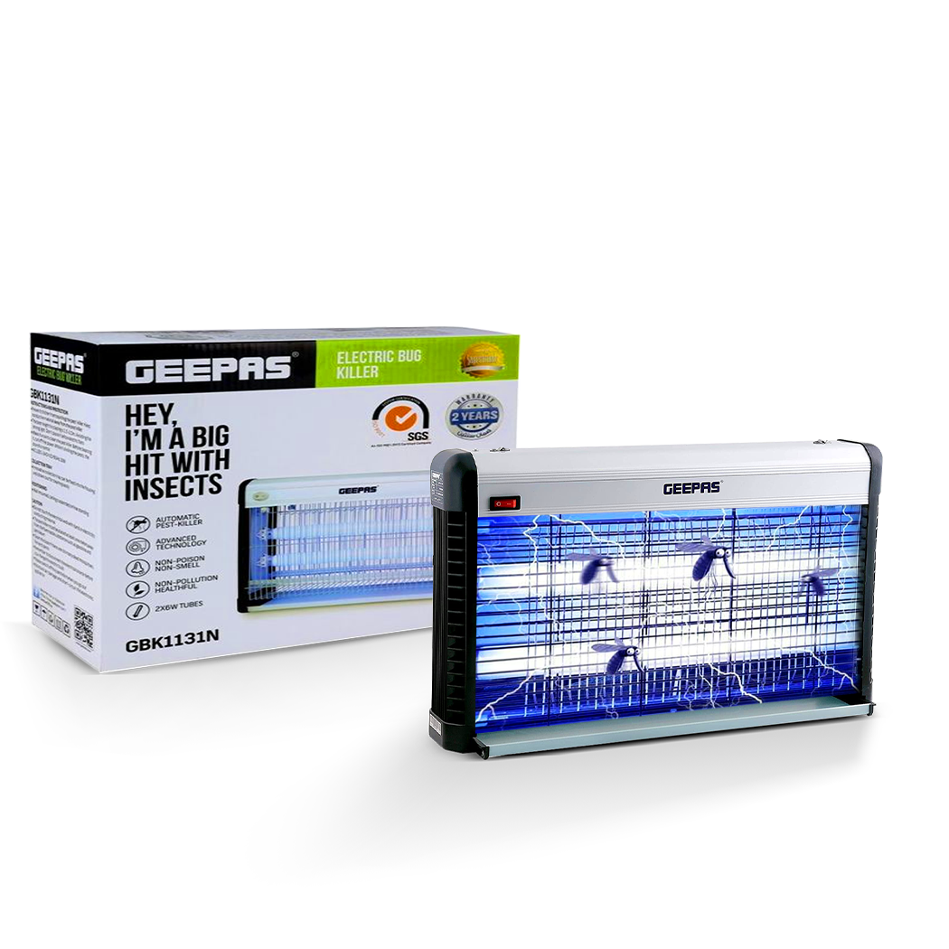 Geepas GBK1133N Electric Bug Zapper - Indoor & Outdoor Insect Killer for Mosquitoes, Flies, and Gnats - Perfect for Home, Patio, and Camping Use