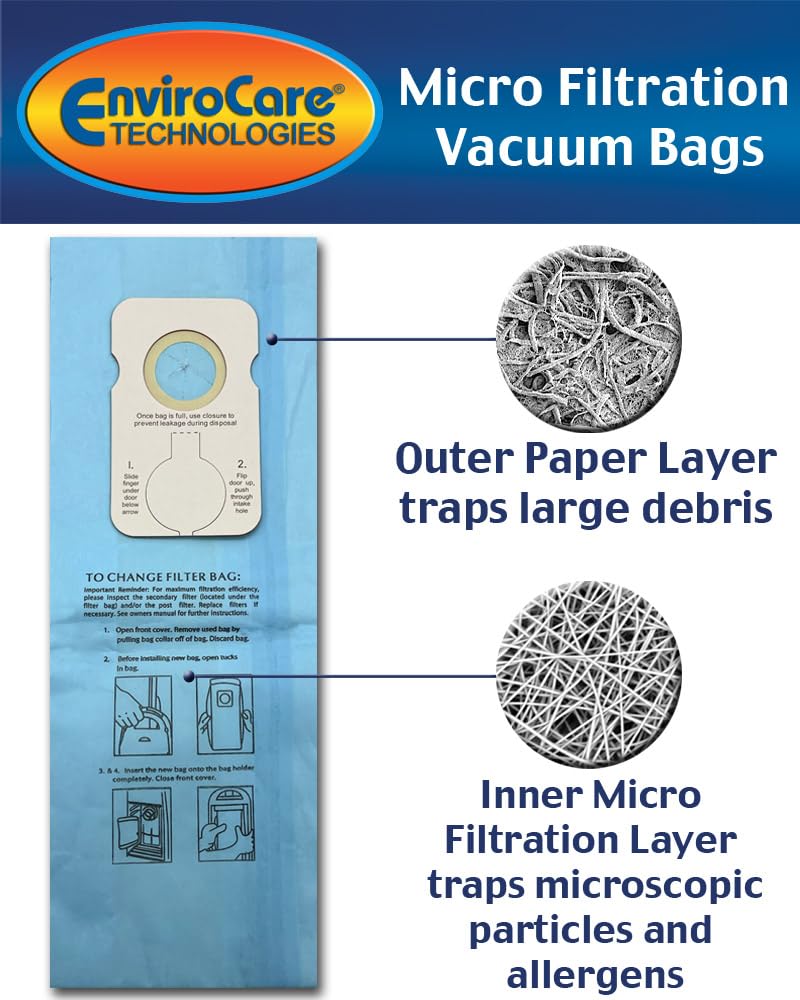 12 Pack Riccar 8000 & Simplicity 7000 Type B Vacuum Bags - Compatible with Upright & Commercial Vacuum Cleaners (Models 7000-7950) - Premium Filtration for Home, Office & Commercial Cleaning