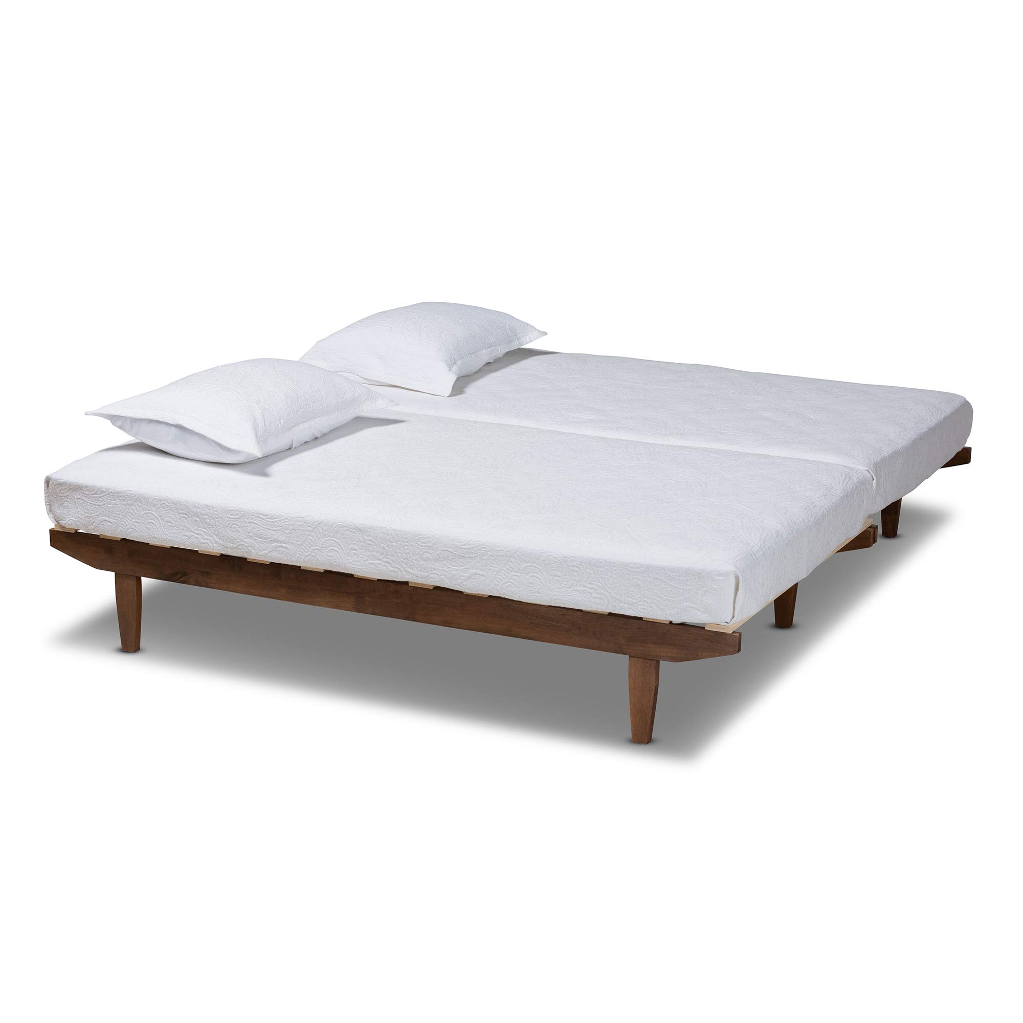 Baxton Studio Wooden Bed Frame - Twin & King Size, Solid Walnut Finish - Perfect for Modern Bedroom & Guest Room Decor