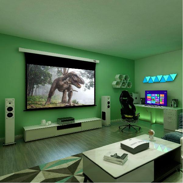 VIVIDSTORM Pearl White Motorized Tension Floor Rising Projector Screen - 120 Inch 4K Ultra HD Home Theater Projection Screen for Movies, Gaming & Presentations - Perfect for Living Rooms, Home Cinemas & Offices