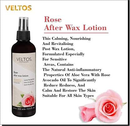 VELTOS Rose After Wax Lotion for Restoring & Soothing Skin | Instant Skin Relaxing Formula | Prevents Rashes, Itchiness & Redness | 250ml | Perfect for Post-Waxing, Shaving & Hair Removal Care | Soothes Irritated Skin for Smooth & Healthy Results