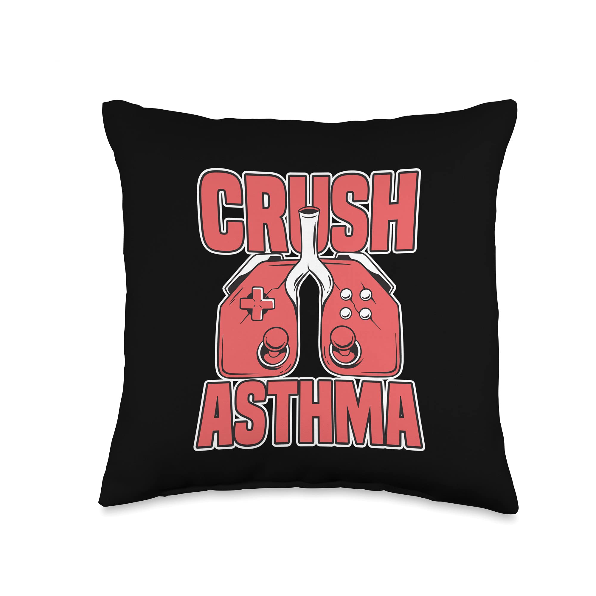 16x16 Multicolor Gaming Console Lungs Breathing Asthma Throw Pillow - Perfect for Gamers, Asthma Relief & Home Decor