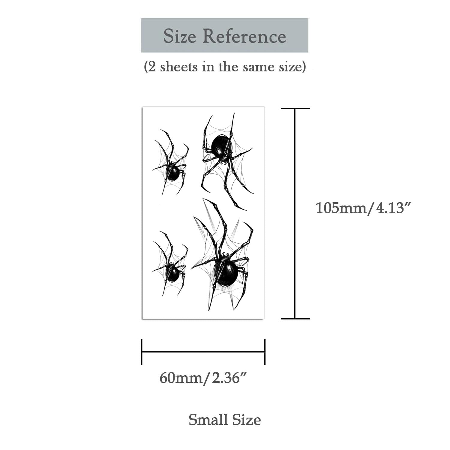 3D Realistic Black Spider Web Temporary Tattoo Stickers - Waterproof Fake Body Art for Halloween (Set of 4) | Scary Horror Designs for Hand, Neck, Face & Wrist | Unisex Skin Decals for Costume Parties & Cosplay