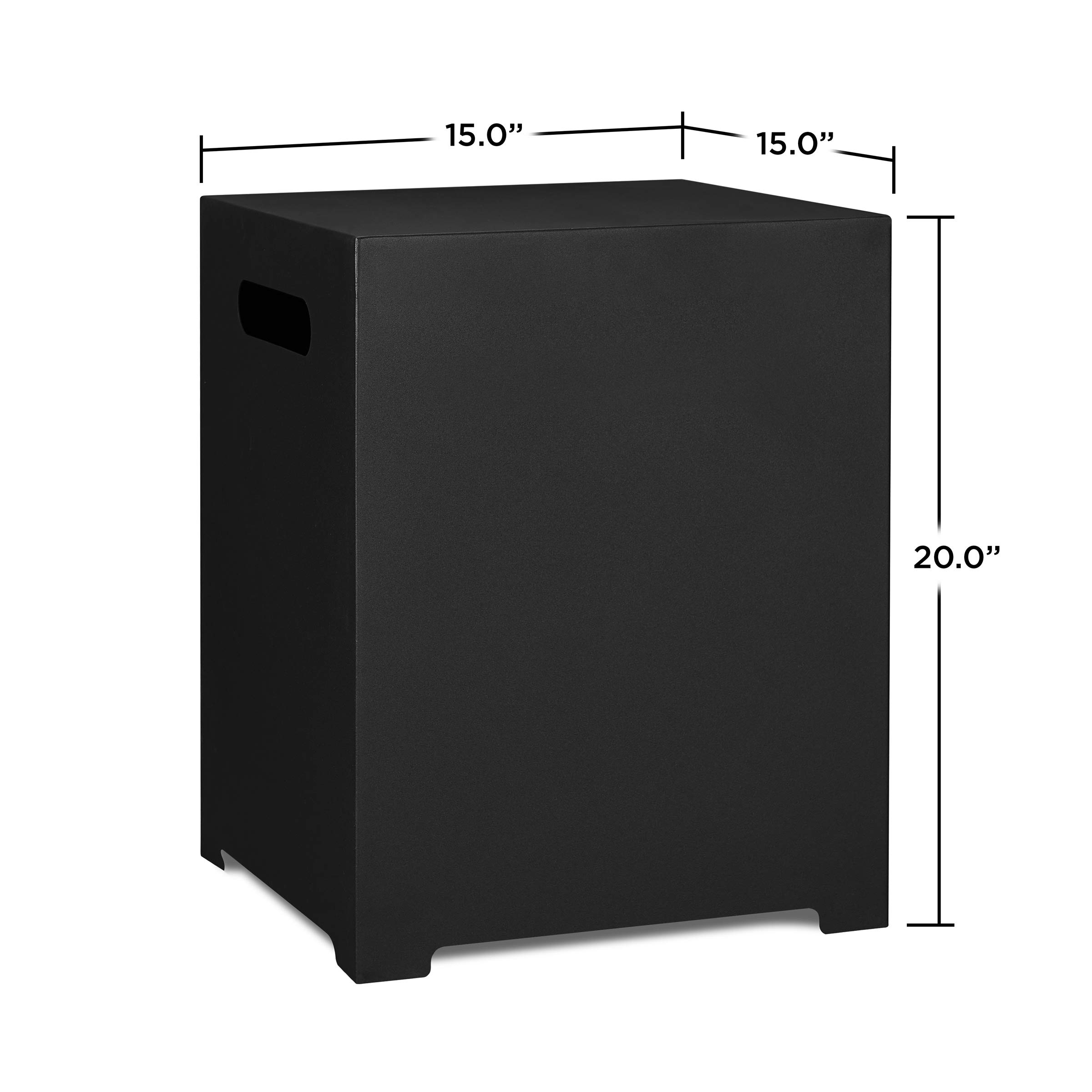 Real Flame Black Metal Propane Tank Cover - Conceals 20 lb Tank & Doubles as Side Table | Outdoor Patio, Deck, Backyard Fire Pit Accessory