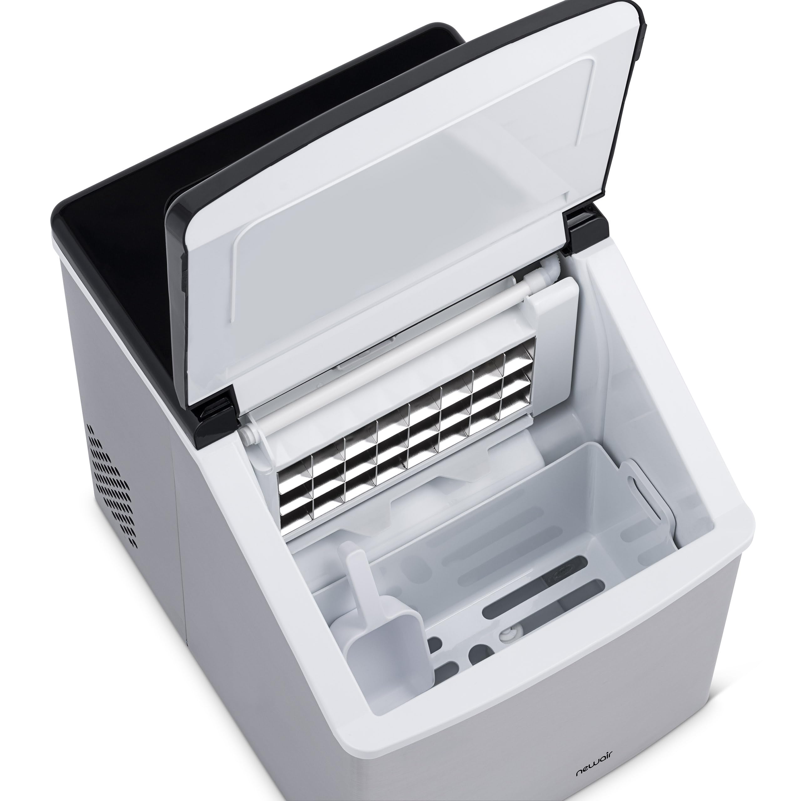 Newair Silver Countertop Ice Maker Machine - Fast 15-Minute Ice Cube Production, Compact & Automatic for Home, Kitchen, Office, Bar - Perfect for Cocktails, Parties, and Daily Use