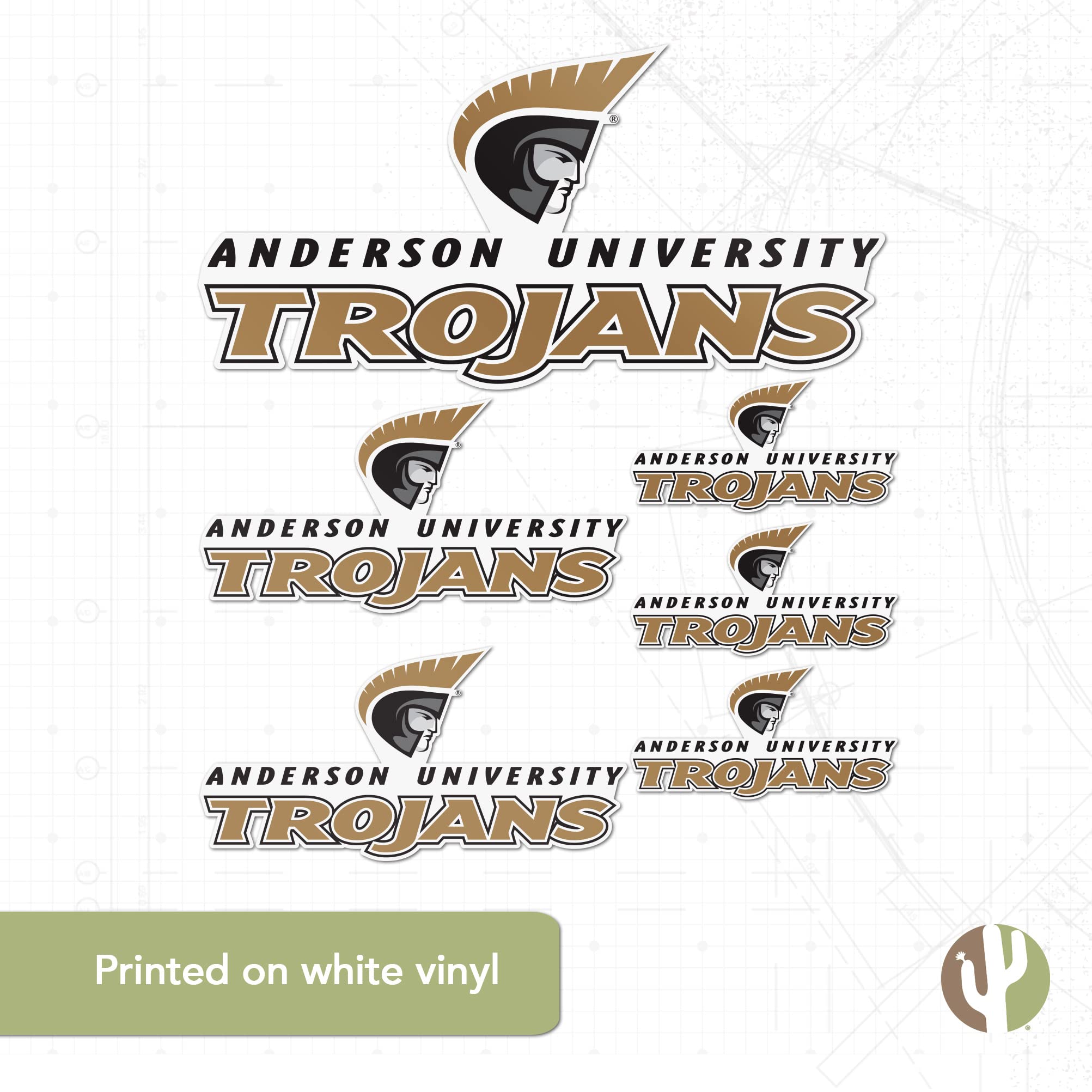 Desert Cactus Anderson University Stickers - Vinyl Decals for Laptop, Water Bottle, Car & Scrapbook - Trojan Pride Decoration - Perfect for Dorm Room, School Spirit & Fan Gifts