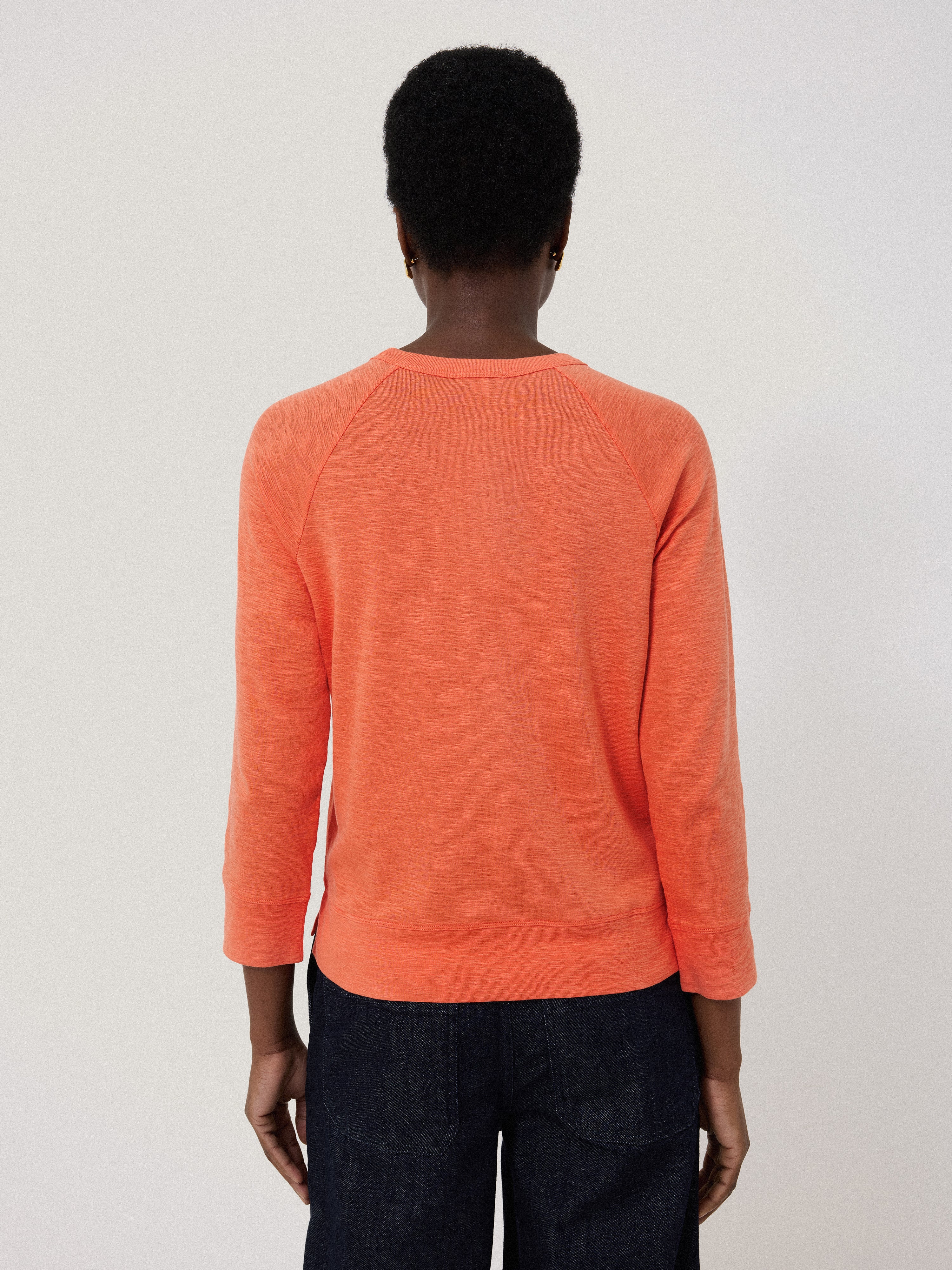 Premium Cotton Luxe Raglan Tee - Soft & Comfortable Women's Long Sleeve Shirt in Vibrant Orange | Perfect for Casual Wear, Layering & Everyday Outfits