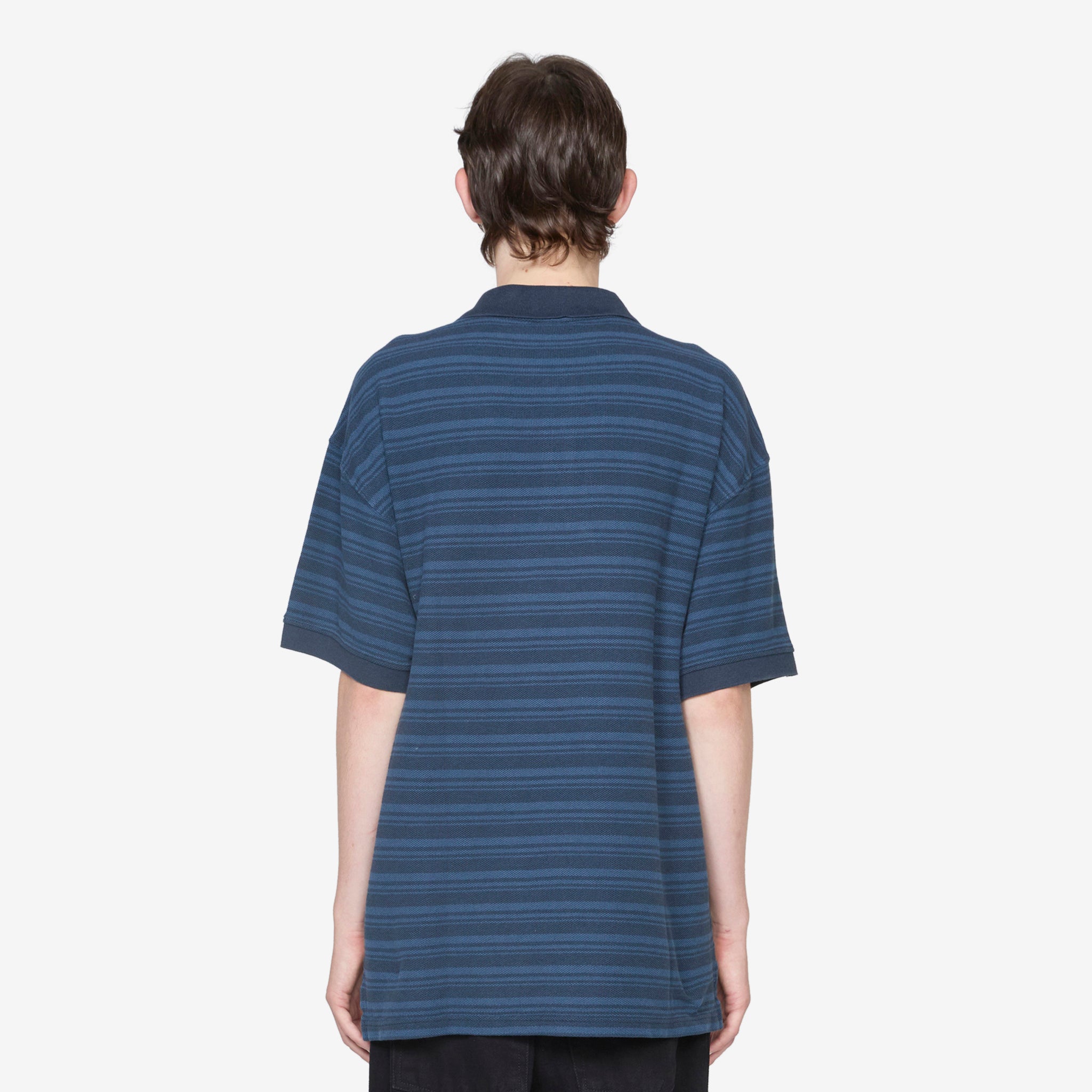 Premium Men's Surf Polo Shirt - Stripe Design in Neptune Blue - Perfect for Beach, Surfing & Summer Outdoor Activities