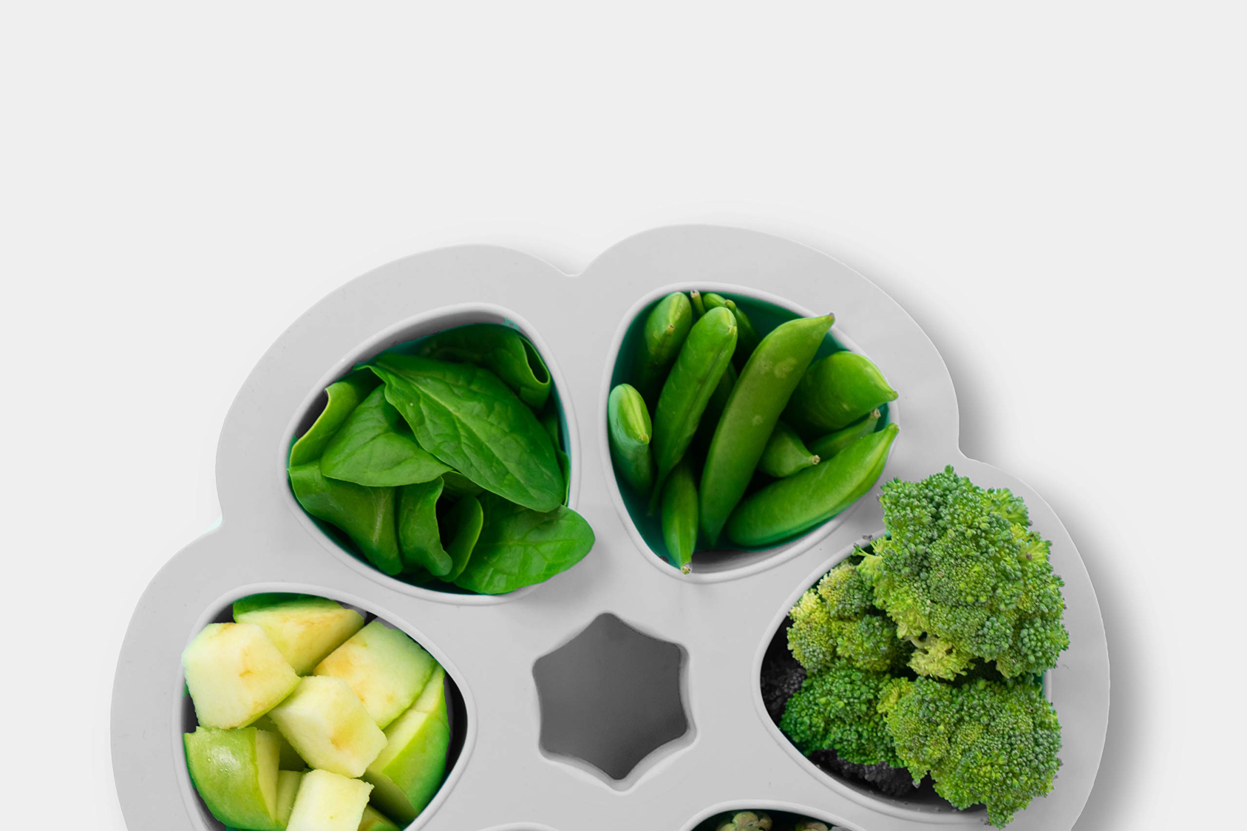 BEABA Premium Silicone Baby Food Storage Container - 5 oz Freezer Tray with Clip-On Lid | Oven, Freezer Safe | Made in Italy | Perfect for Homemade Purees, Breast Milk Storage & Meal Prep (Cloud Design)