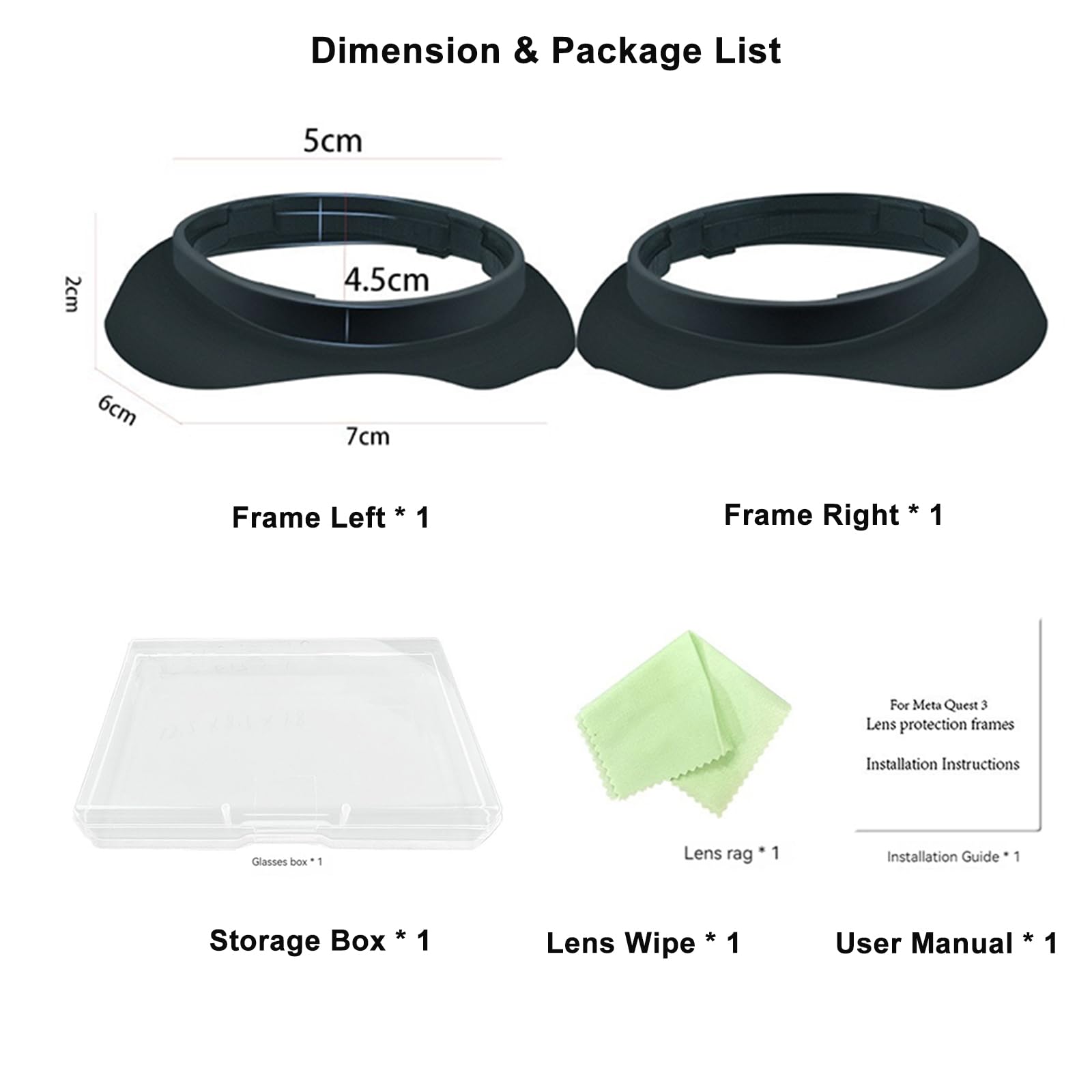 Anti-Scratch VR Glasses Spacer for Nearsightedness - Compatible with Meta Quest 3 - Black - Perfect for Virtual Reality Gaming & Extended Wear Comfort