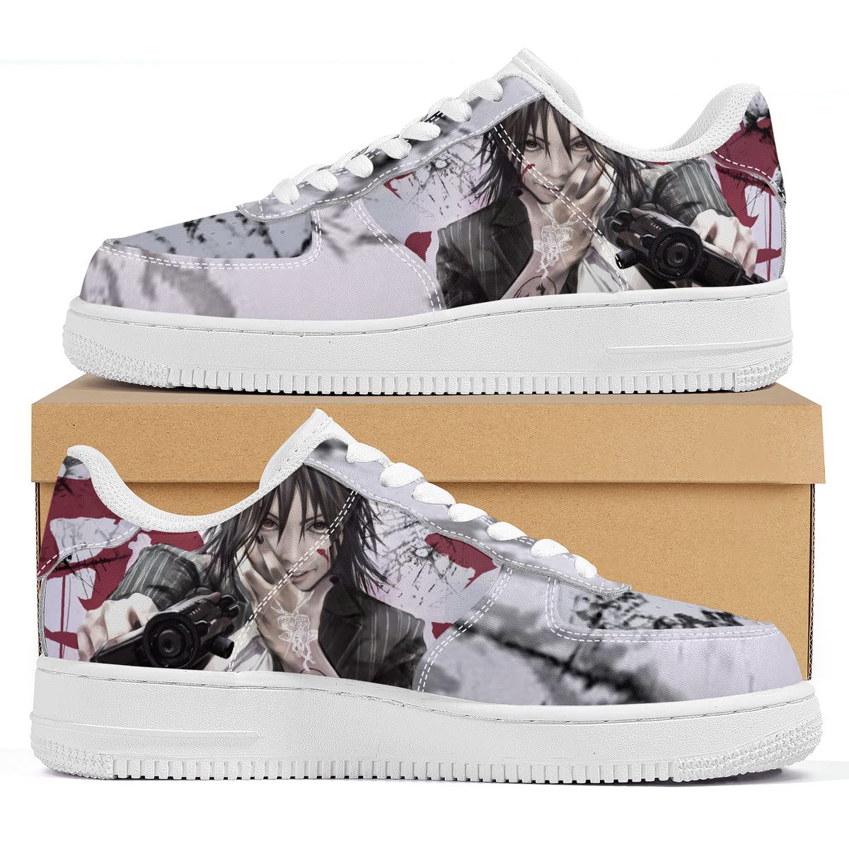 Anime Inspired Sneakers - Custom Leather Athletic & Casual Low Top White Shoes for Cosplay, Streetwear & Everyday Fashion