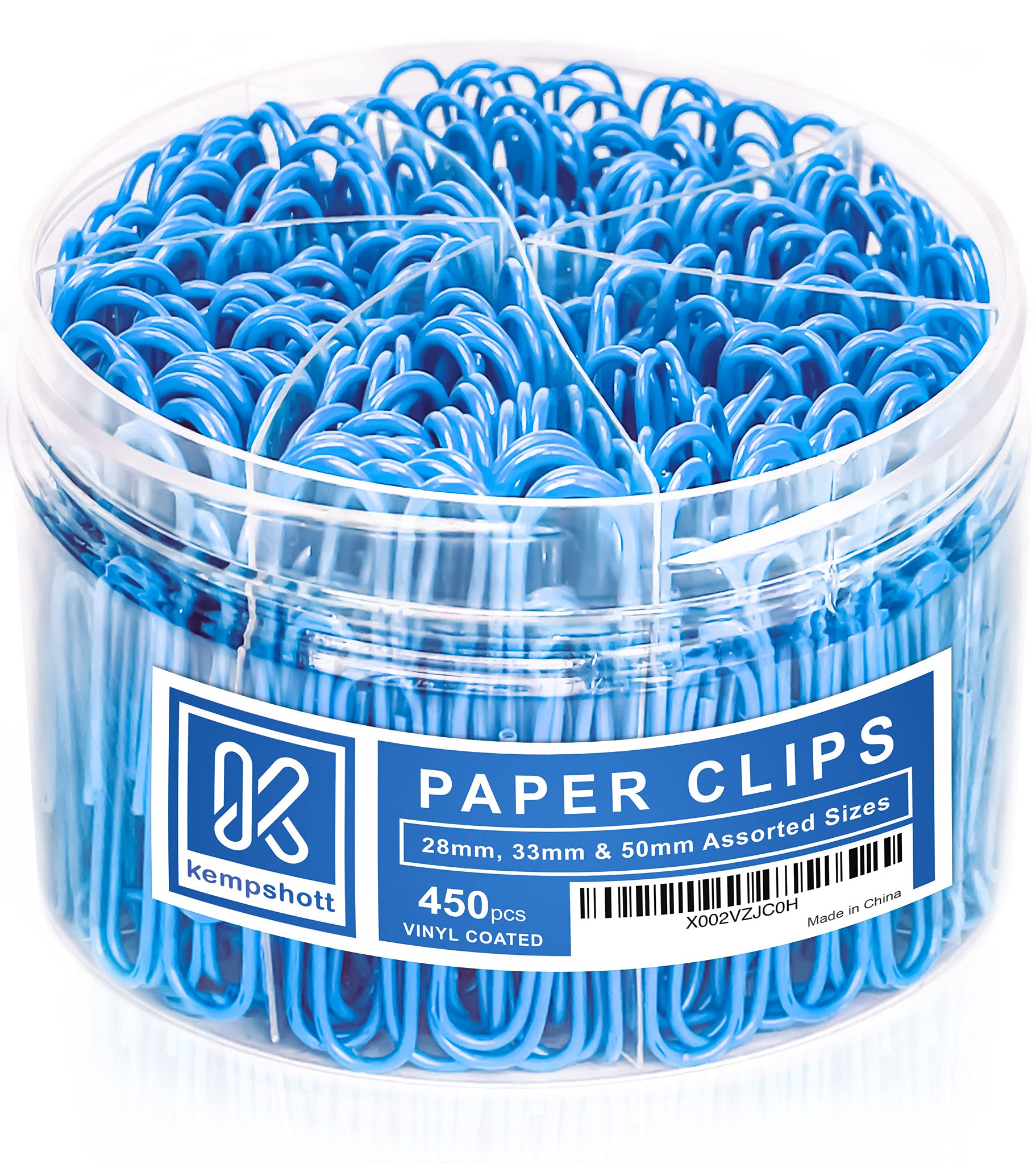 Kempshott Assorted Size Paper Clips - Small, Medium & Large Metal Clips for Office, School & Home Organization (Blue) | Perfect for Document Filing, Homework & Office Supplies