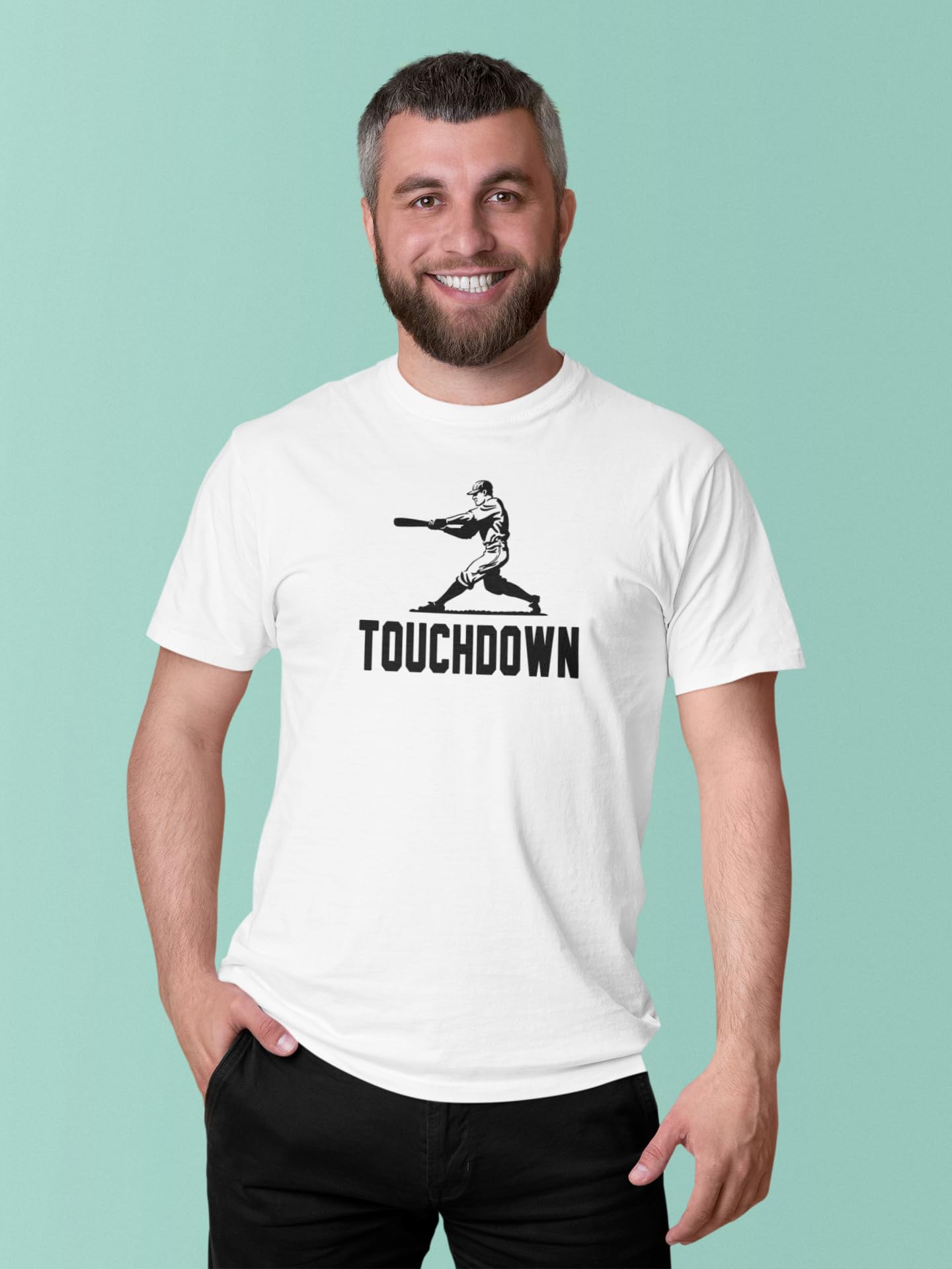 Funny Baseball Graphic Tee for Men - Pop Threads Touchdown Player Sports T-Shirt - Perfect for Game Day, Sports Fans & Casual Wear