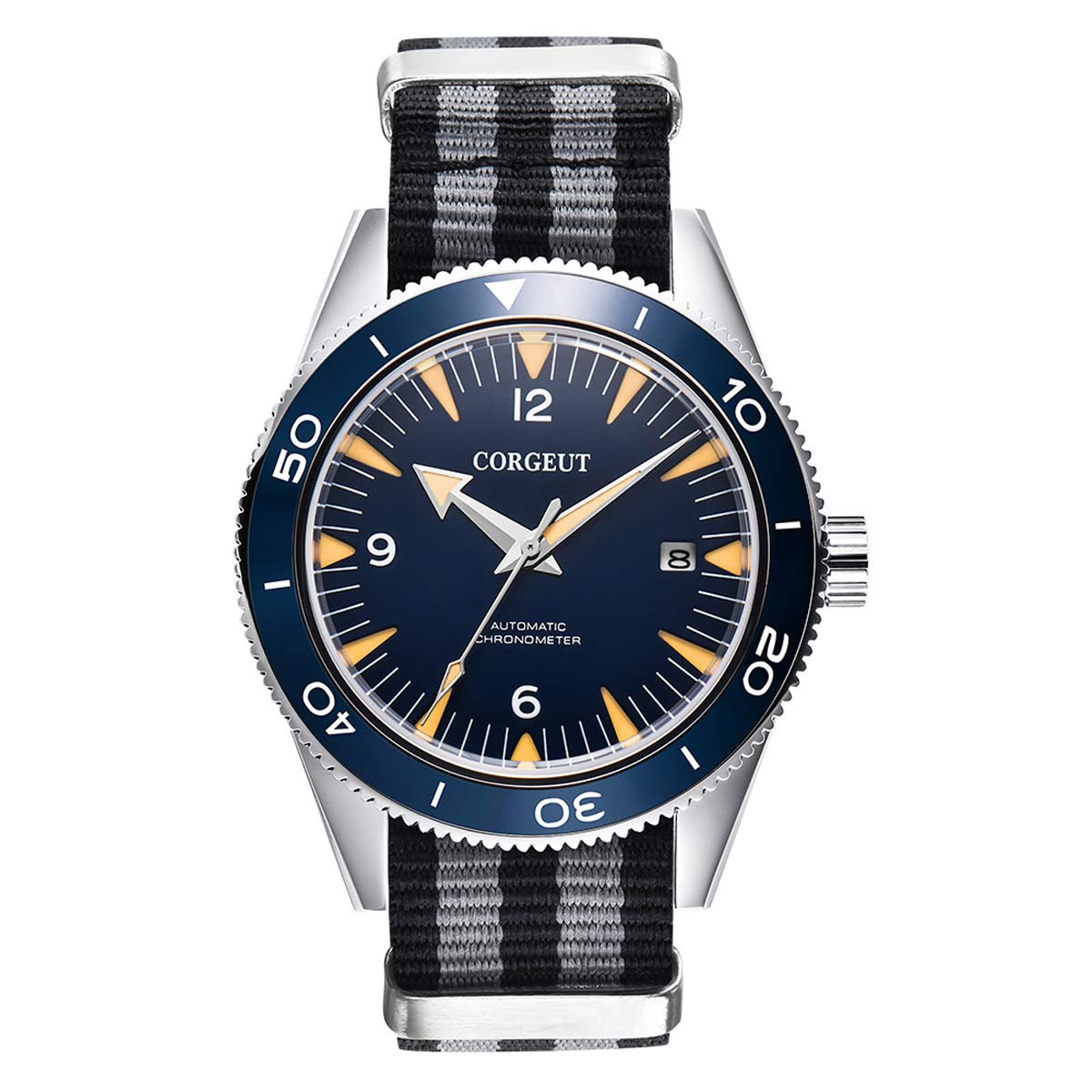 Corgeut Men's Automatic Watch - Stainless Steel Analog Wristwatch with Date Display, Japanese Movement, Sapphire Crystal & Luminous Hands | Perfect for Business, Casual & Formal Occasions