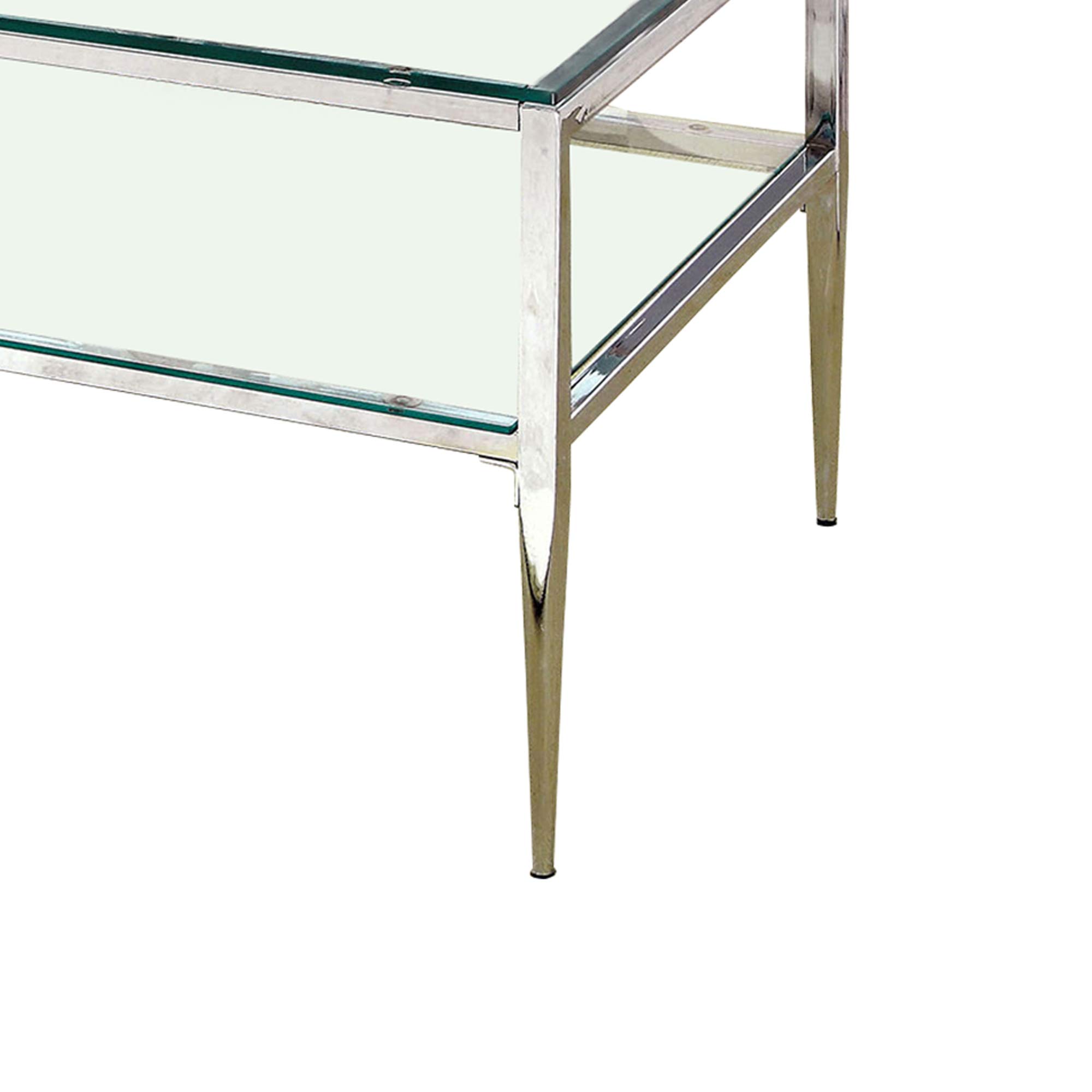 Benjara Modern Silver Coffee Table with Rectangular Clear Glass Top & Tapered Legs - Perfect for Living Room, Lounge & Office Decor