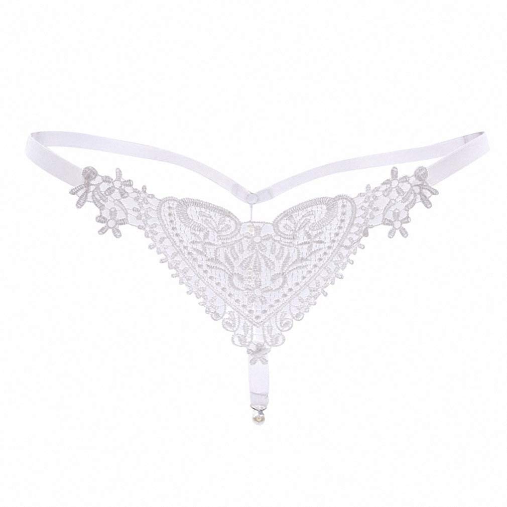 Sexy Women's Thongs & G-Strings with Pearl Accents, Lace Trim & Sheer Hollow Out Panties - Perfect for Valentine's Day, Bridal Lingerie & Sensual Occasions