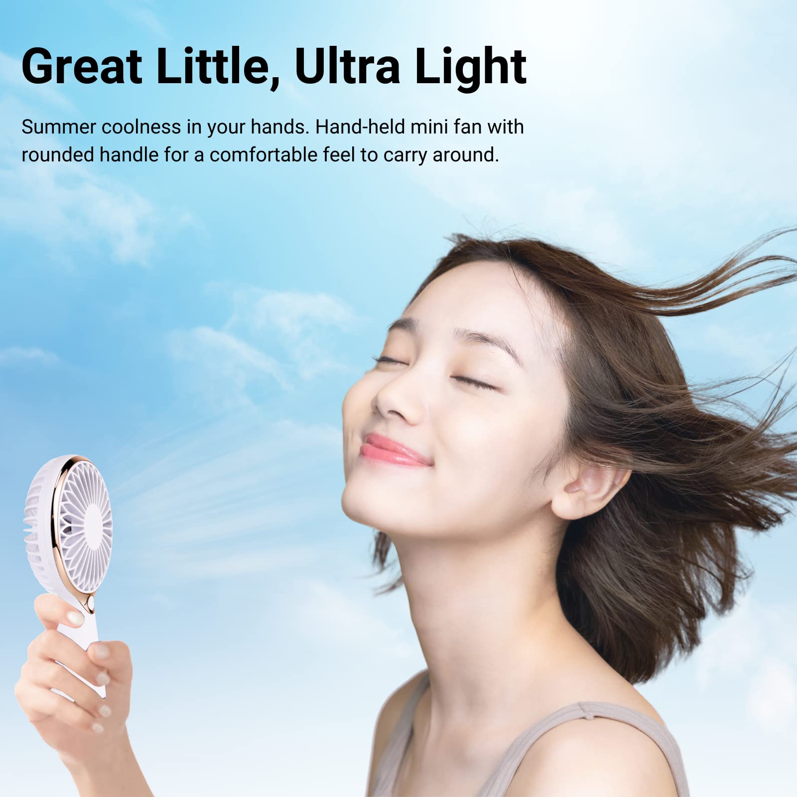 Portable USB Rechargeable Mini Handheld Fan - Personal Desk Fan with 3-6 Hours Battery Life for Office, Travel, Outdoor & Home Use | Compact Cooling Fan for Work, Camping, Beach & Daily Activities