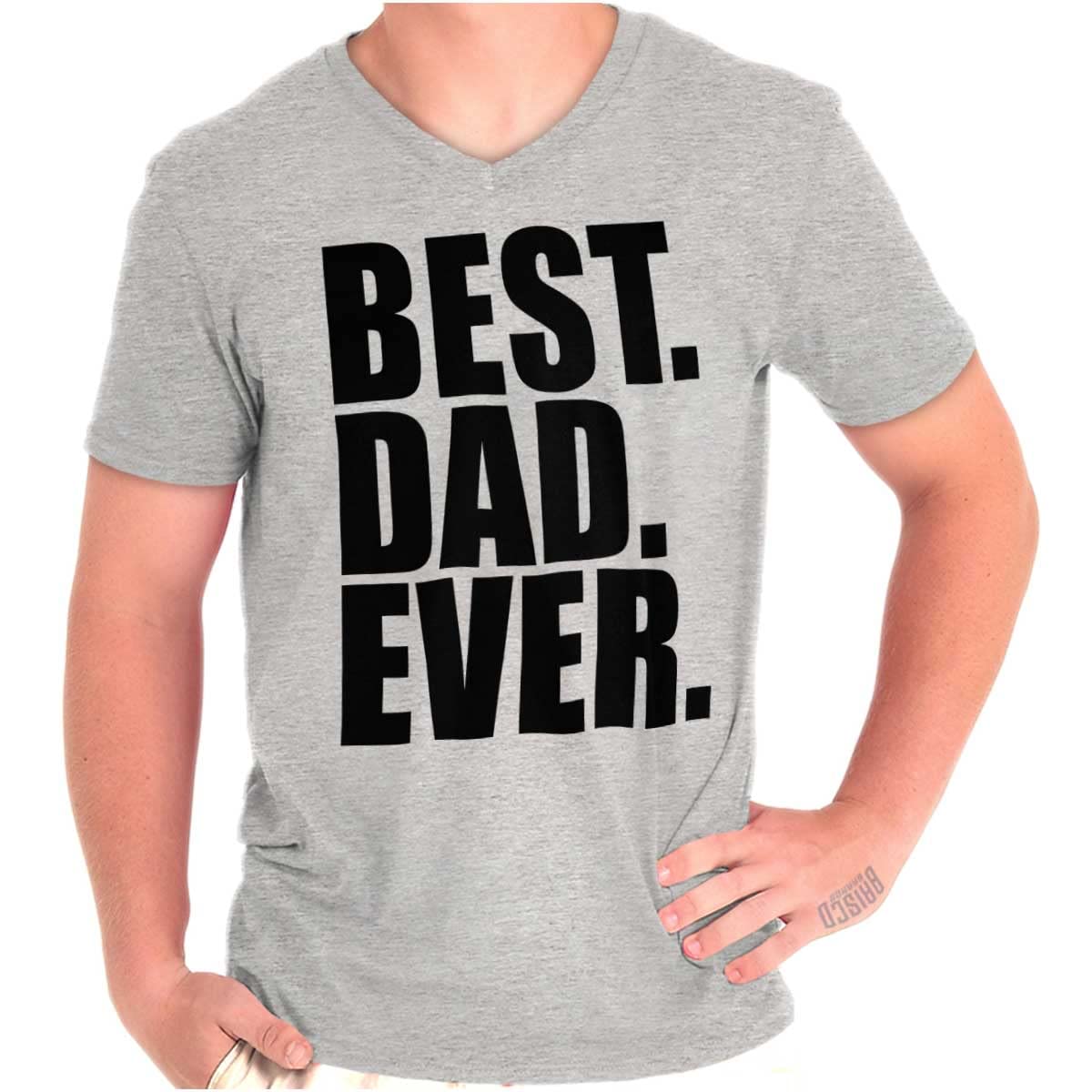 Best Dad Ever Cute V-Neck T-Shirt for Men - Brisco Brands Father's Day Gift - Comfortable Casual Tee for Everyday Wear & Special Occasions