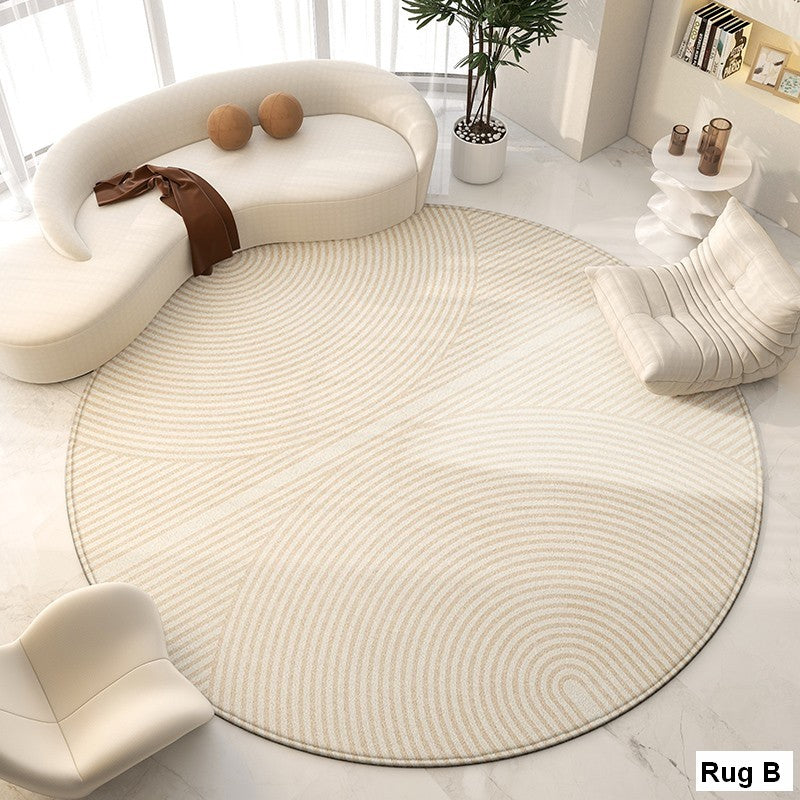 Modern Geometric Round Area Rugs - Non-Slip Circular Rug for Dining Room, Bedroom & Living Room - Boho Chic Home Decor Accent for Under Chairs, Coffee Tables & Floor Covering