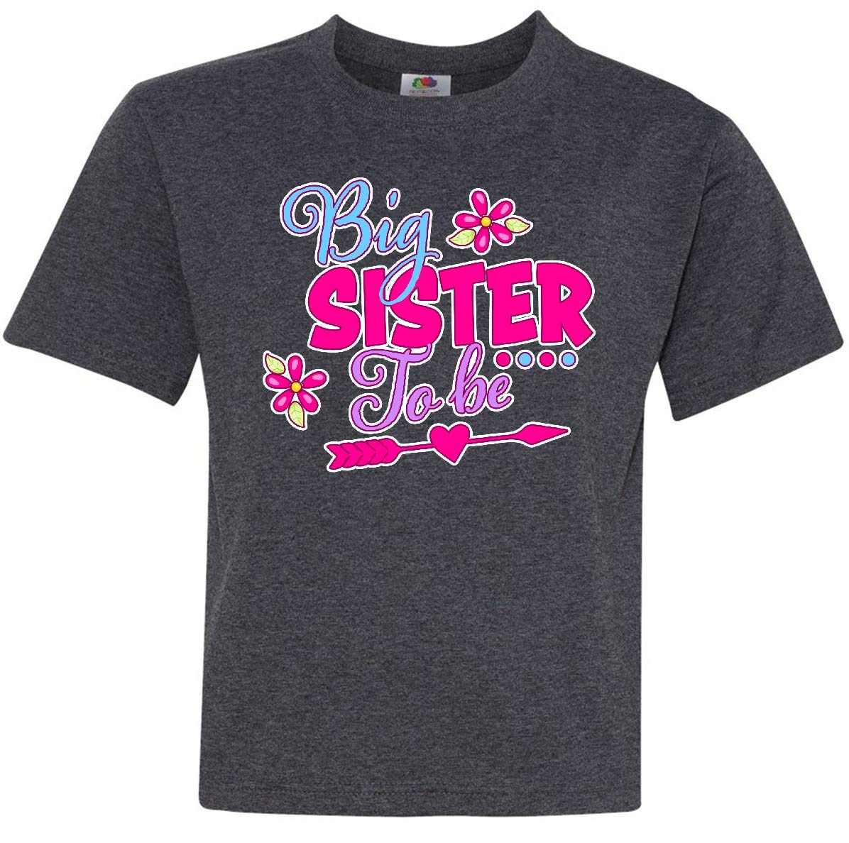 Inktastic Big Sister to Be Floral Arrow Youth T-Shirt - Cute Pregnancy Announcement Gift for Expecting Sisters & Toddler Girls