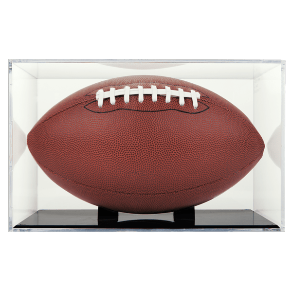 BallQube UV Grandstand Football Display with Black Stand - Perfect for Collectibles, Home Decor, and Sports Memorabilia Display