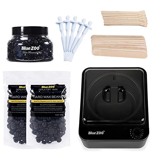 Professional Waxing Kit for Hair Removal - DIY Wax Warmer Set with Wax Applicator Sticks, Wax Beans & Nose Hair Stick (Black) - Perfect for Home Use, Salon & Spa Treatments