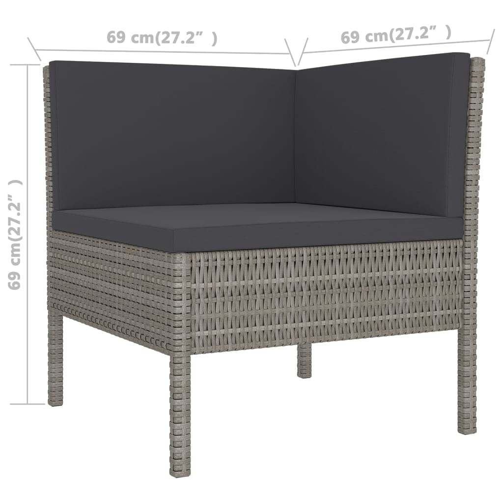 Modern Farmhouse 6-Piece Patio Lounge Set with Comfortable Cushions - Gray/Anthracite Poly Rattan Outdoor Furniture - Perfect for Backyard, Garden, and Poolside Relaxation