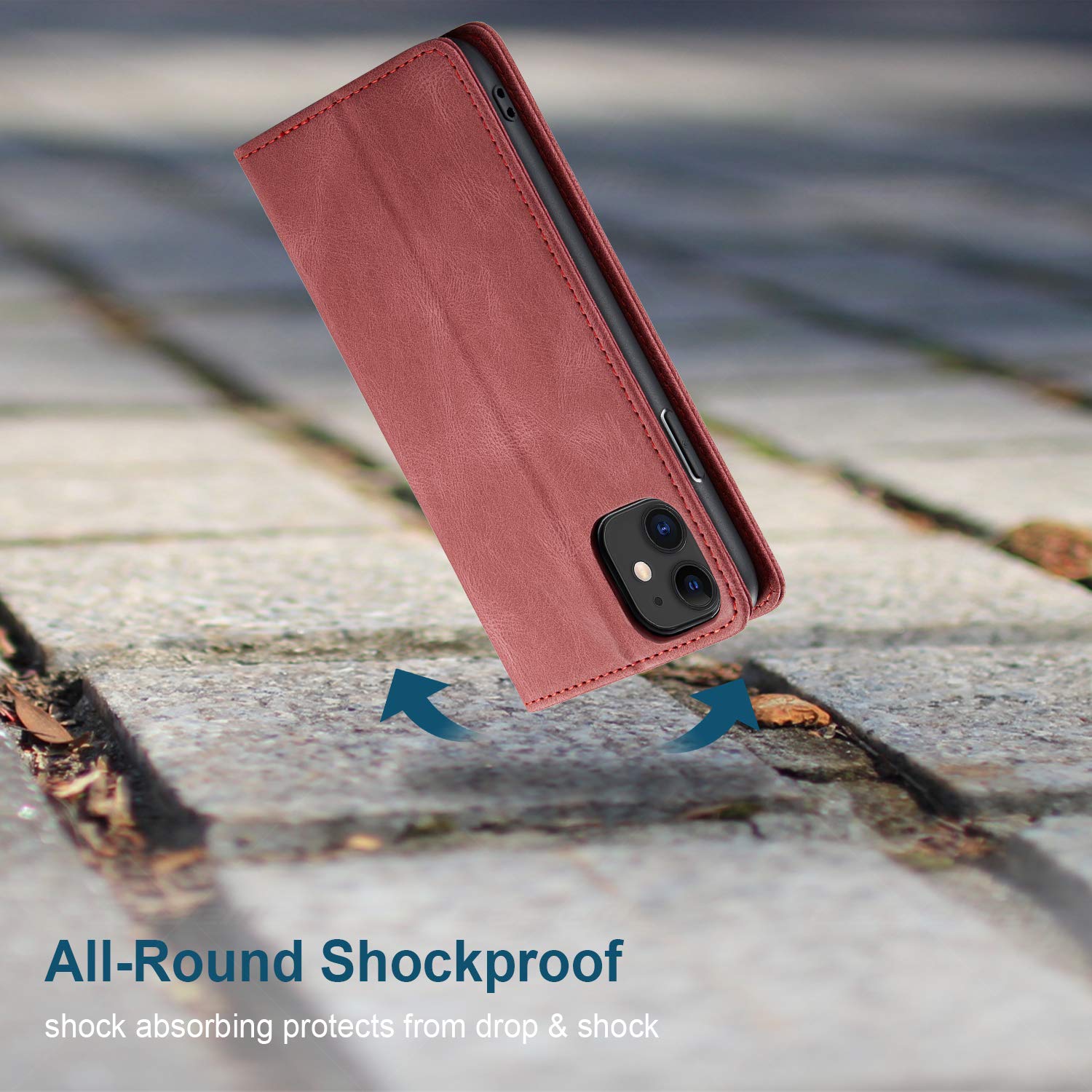 Premium iPhone 11 Leather Wallet Case with RFID Blocking Card Holder & Kickstand - 6.1 Inch Protective Flip Cover for Women (Wine Red) | Perfect for Travel, Work & Everyday Use