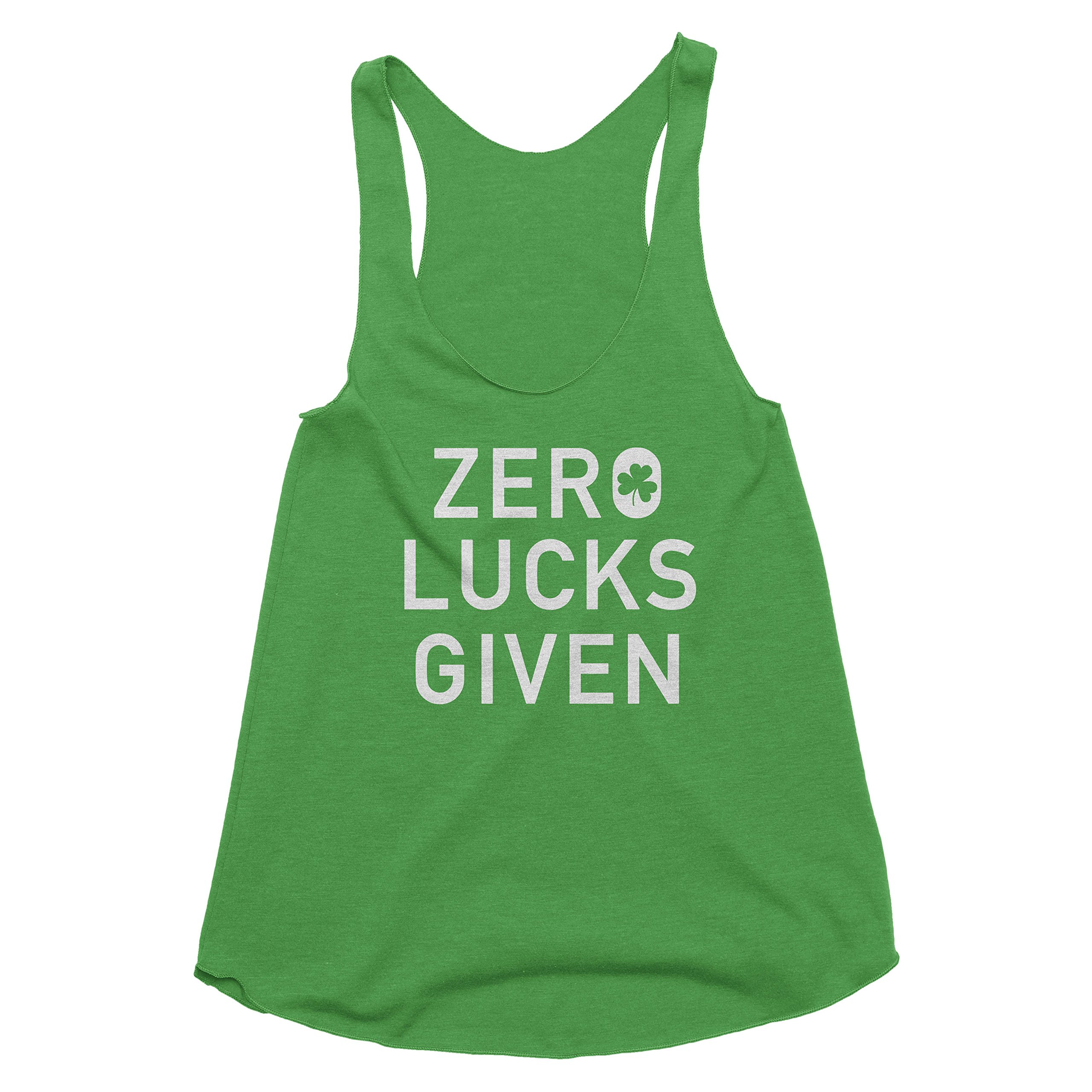 Funny St. Patrick's Day Tank Top - Zero Lucks Given Slogan - Green Irish Pride Apparel for Parties & Parades