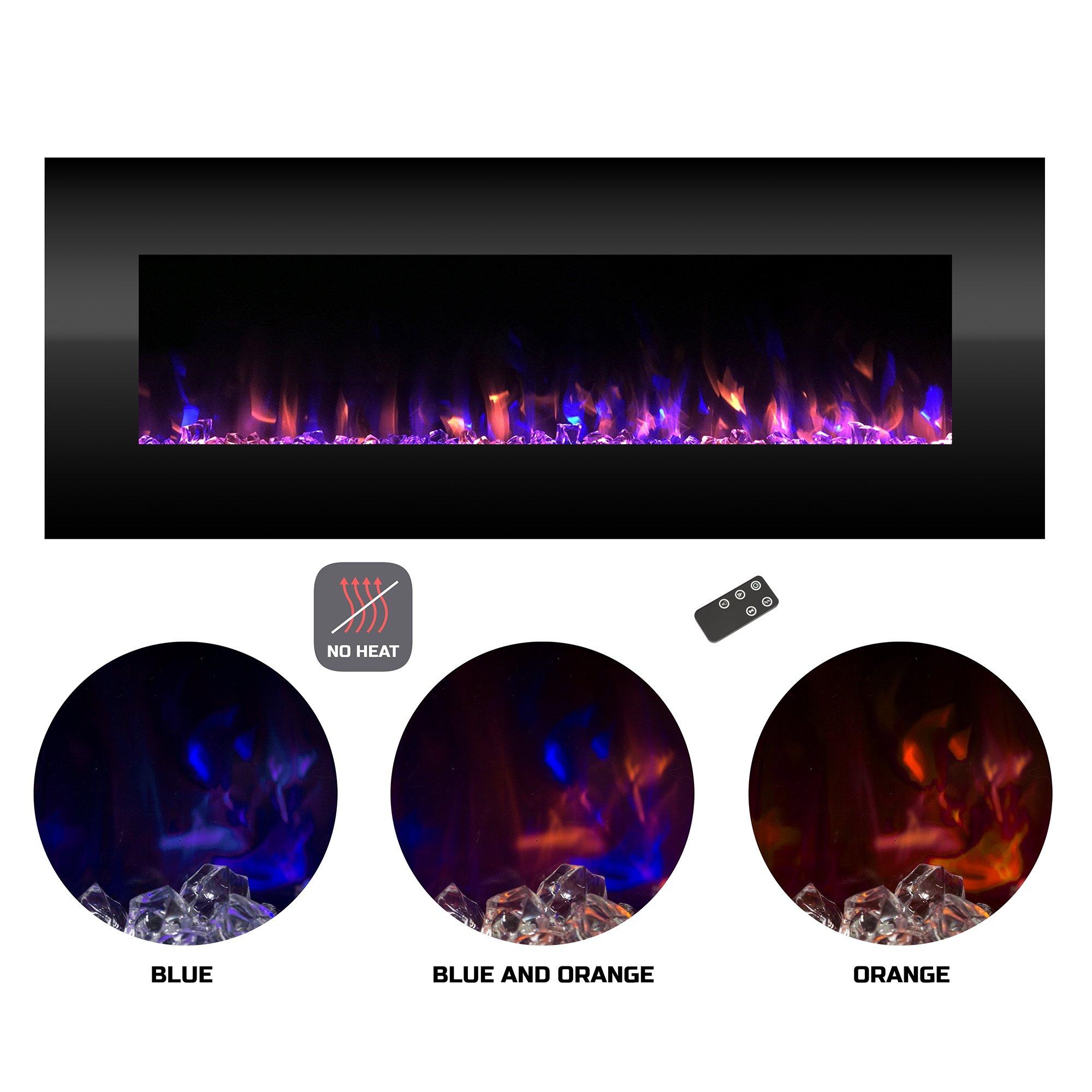 Northwest Electric Fireplace TV Stand for 50-Inch TVs - Modern Entertainment Center with Open Shelves, Remote Control & Adjustable Heat Settings - Perfect for Living Room, Bedroom & Home Theater (Black)