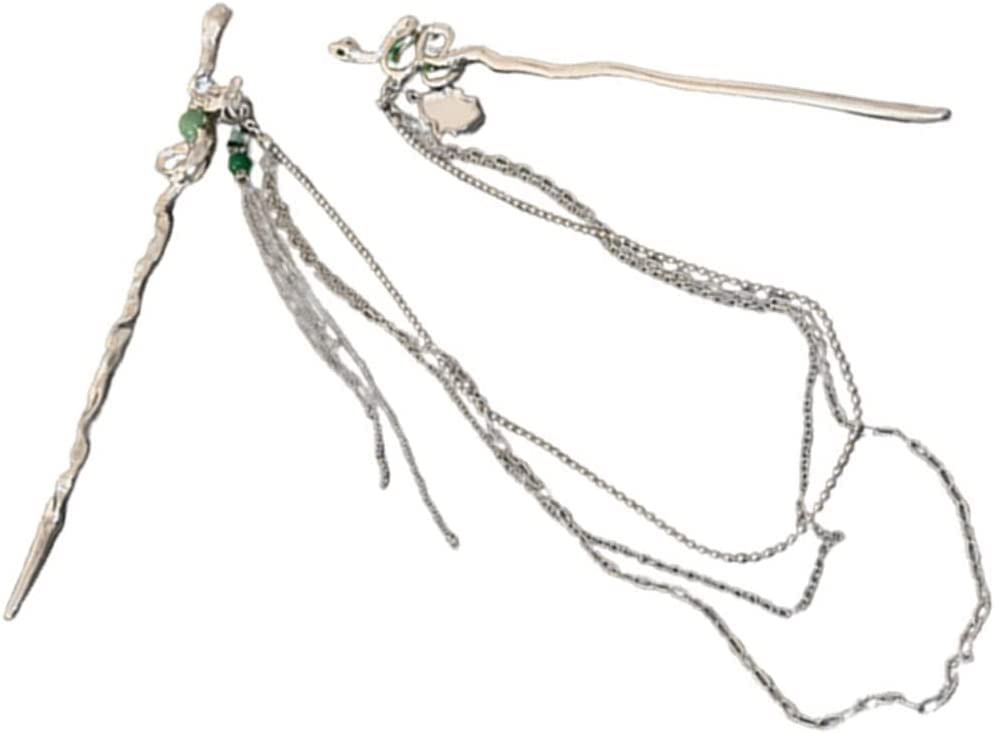 Elegant Snake Hair Stick with Chain Tassel - 1 Set Long Hair Pins for Bun Holders & Updos - Vintage Chinese Hair Accessories for Women, Bridal, Cosplay & Special Occasions