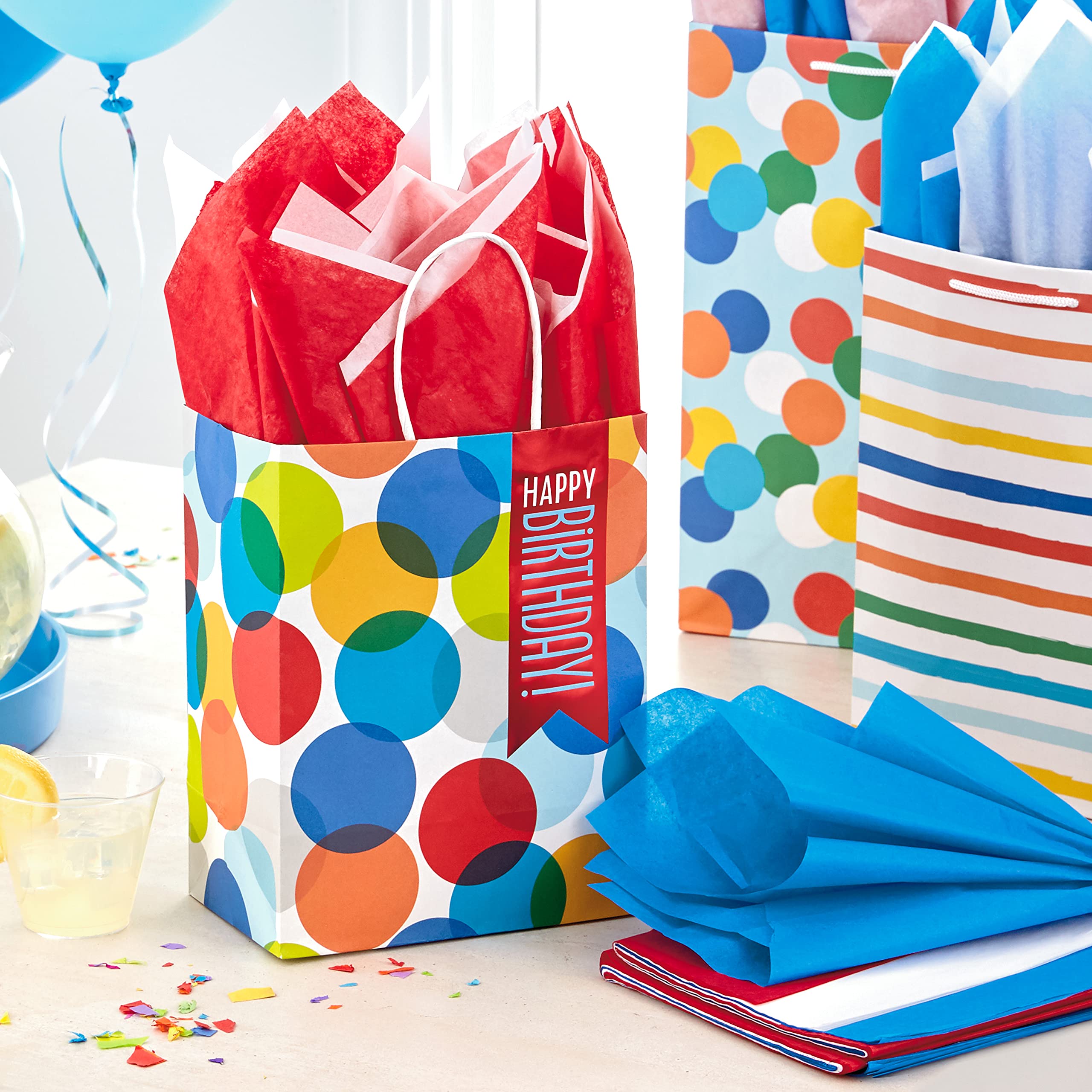 Hallmark Red White Blue Bulk Tissue Paper - 120 Sheets for Gift Wrapping, Party Decorations, Gift Bags | Perfect for Birthdays, Graduations, 4th of July, Christmas, Hanukkah Celebrations | Great for DIY Crafts, Table Settings, and Festive Home Decor