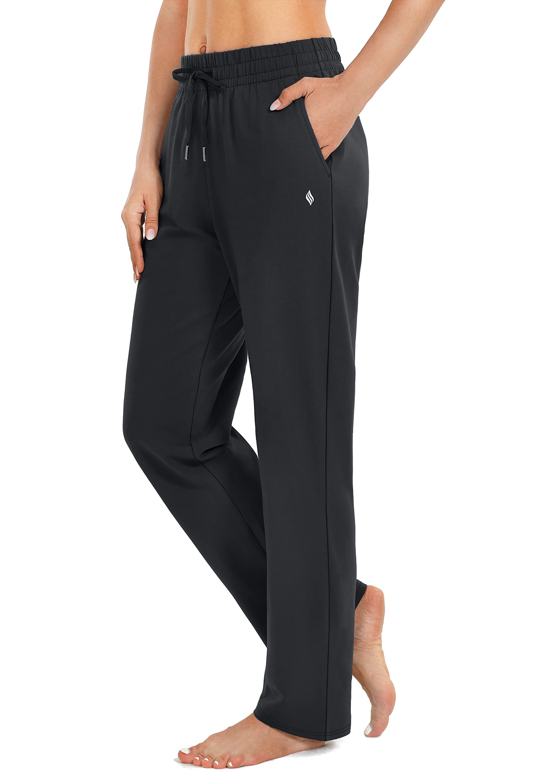 **SANTINY Women's High-Waisted Cotton Sweatpants - Soft Lounge & Yoga Pants with Pockets - Comfortable Casual Pants for Home, Workout & Travel**