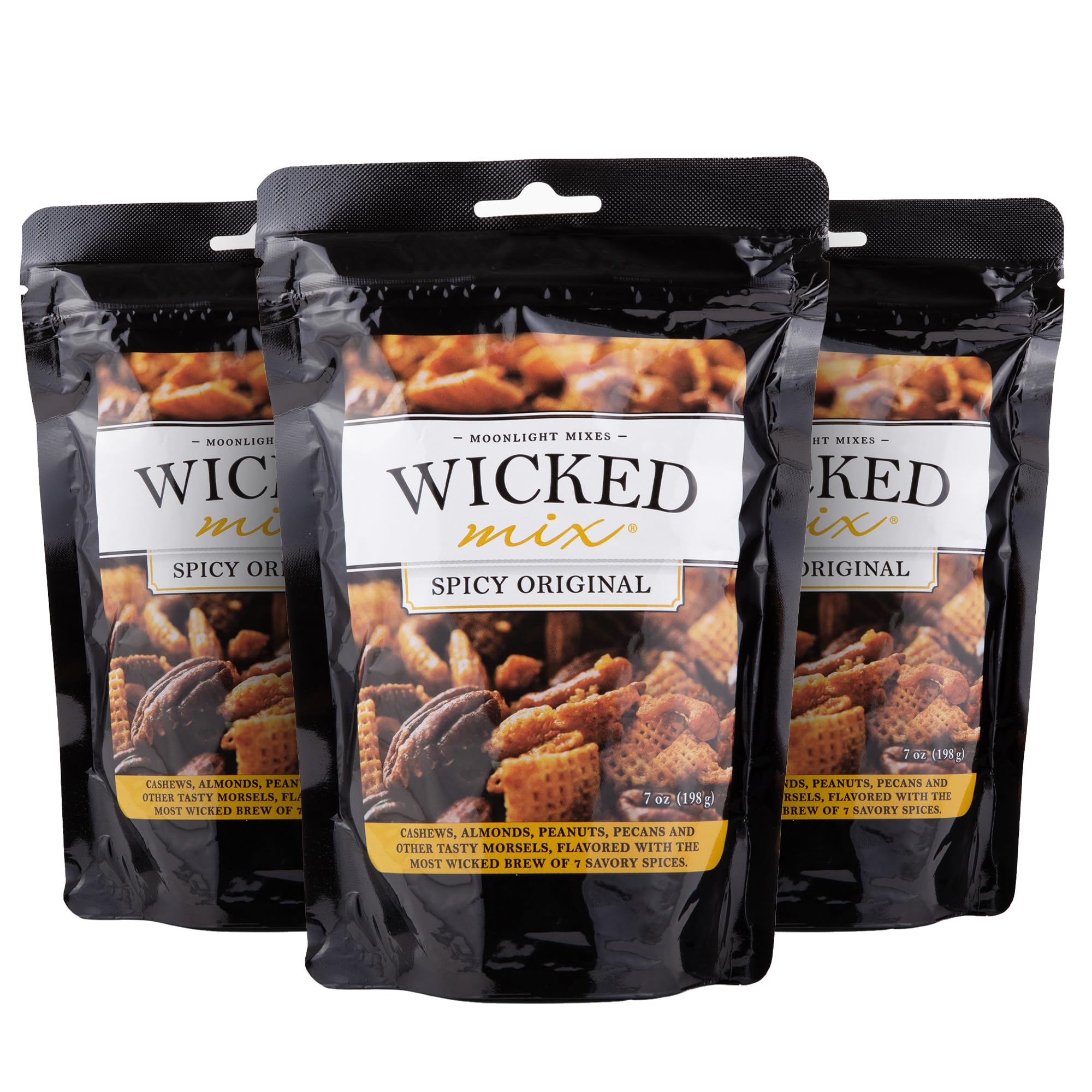 Wicked Mix Snack Mix with Mixed Nuts - Sweet & Salty Trail Mix with Almonds, Cashews, Pretzels & Pecans | Healthy Zero Trans Fat Snacks in Resealable Bag (Original Flavor, 3-Pack) - Perfect for Hiking, Office Snacking & Road Trips