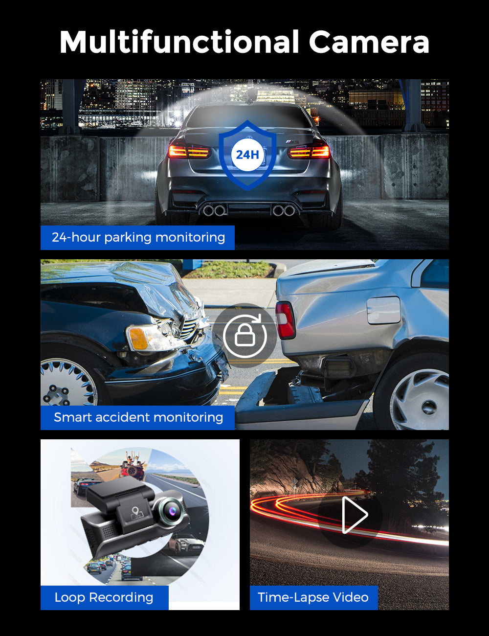 AZDOME M550 3-Channel 4K Dash Cam with 3.19