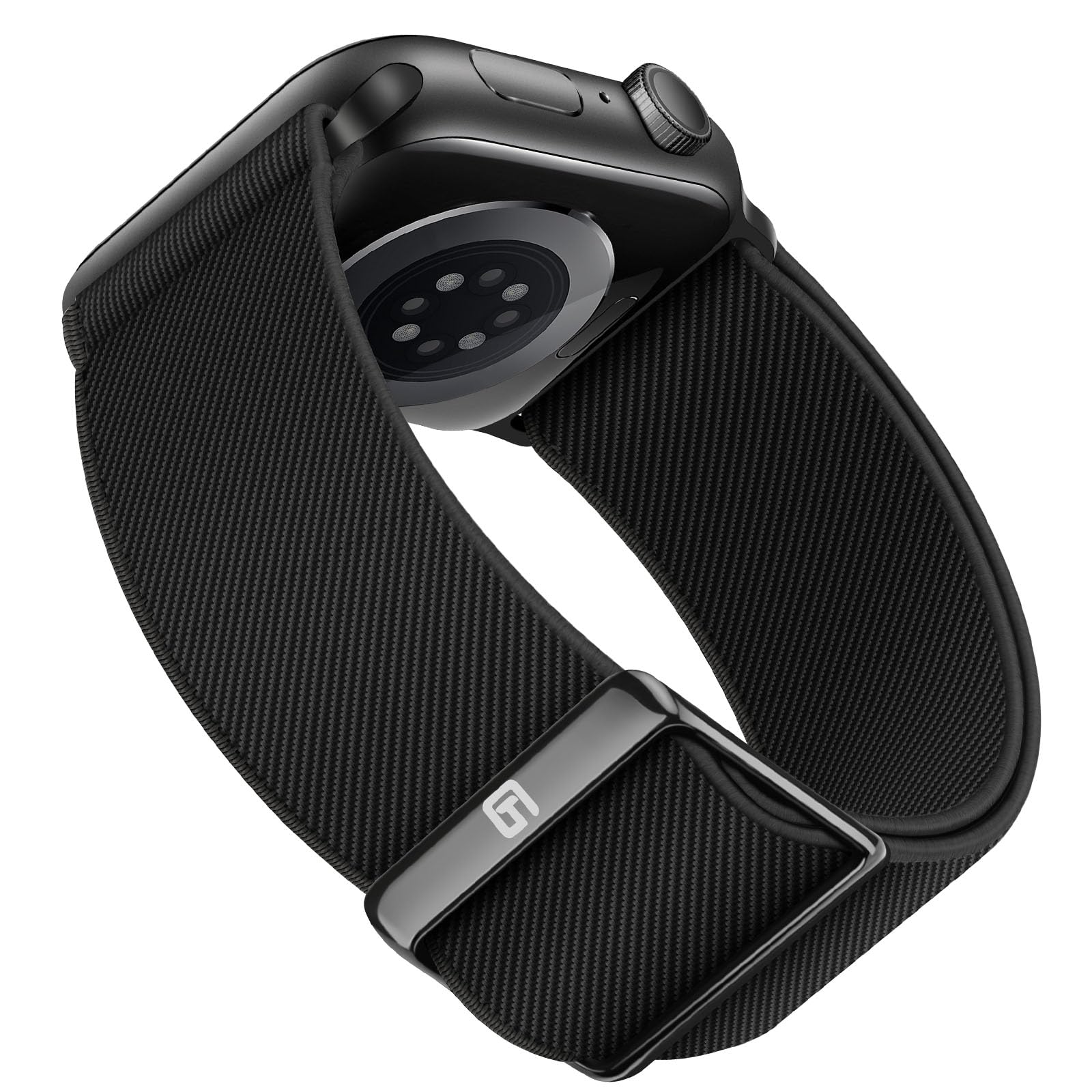 Stretchy Nylon Solo Loop Band Compatible with Apple Watch Series 10/9/8/7/6/5/4/SE (42mm 41mm 40mm 38mm) - Breathable Sport Strap for Men & Women - Perfect for Workouts, Running & Everyday Wear (Black)