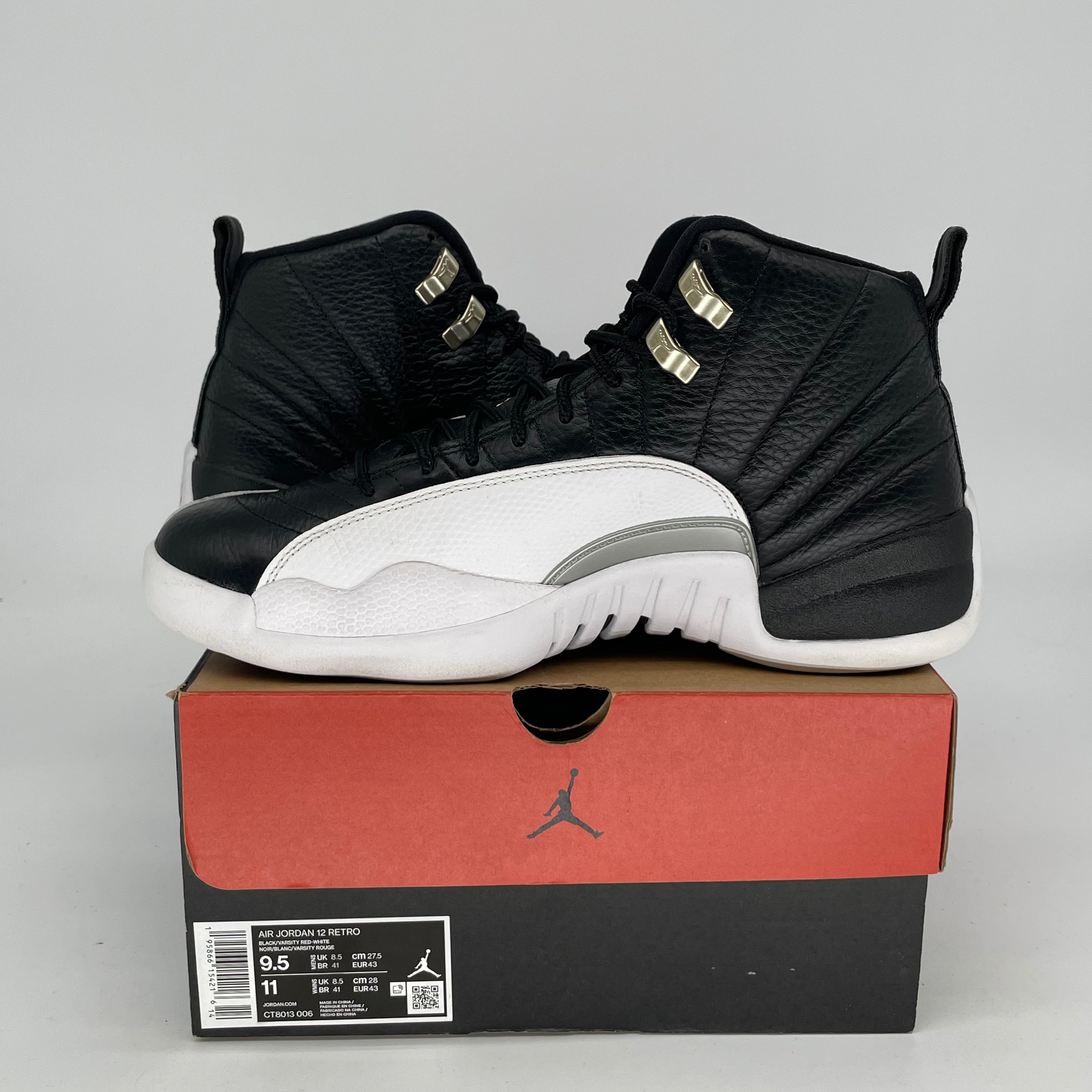 Original Air Jordan 12 Playoffs Basketball Shoes - Men's Size 9.5/Women's 11 - Black/Red (CT8013-006) - Perfect for Game Day & Sneaker Collectors