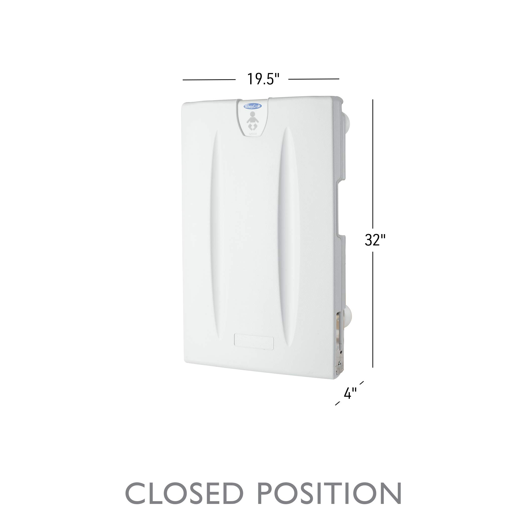 SafetyCraft 100-EV-SC Vertical Wall-Mounted Baby Diaper Changing Station with Built-in Liner Dispenser & Adjustable Safety Strap - Light Gray | Made in USA | Ideal for Daycares, Restrooms & Public Spaces