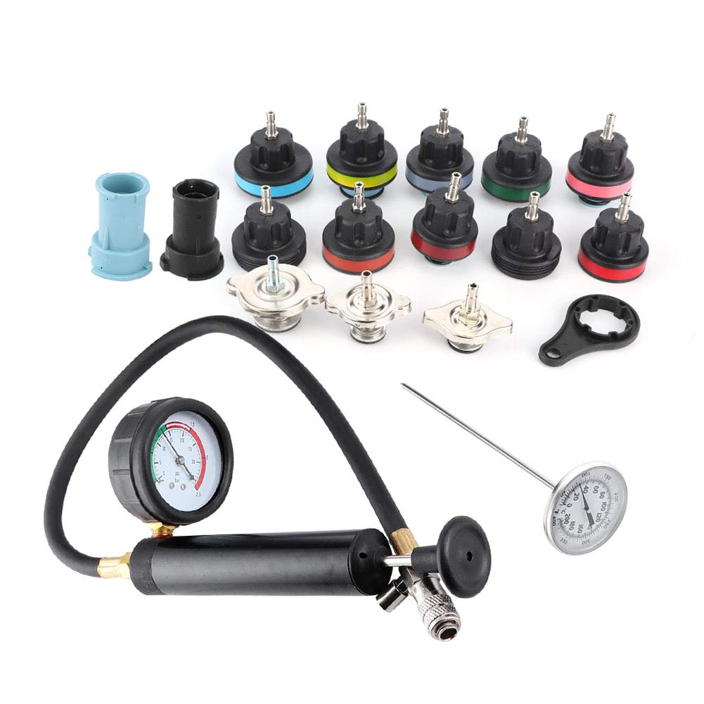 **Qiilu Universal Car Radiator Pressure Tester Kit - 18pcs Cooling System Tester with Water Leak Detector for Vehicle Coolant System - Ideal for Mechanics & DIY Auto Repair**